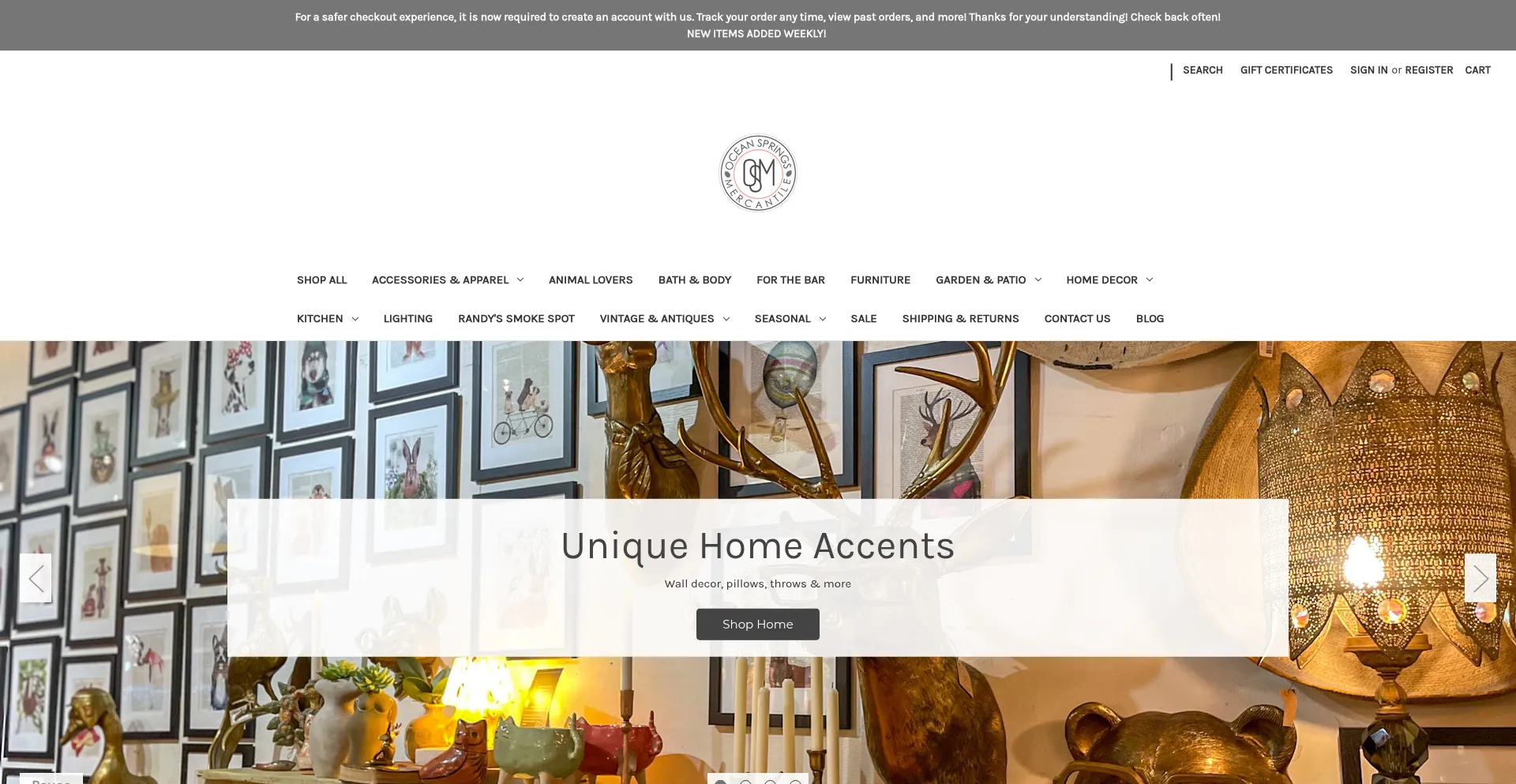 Website screenshot of Oceanspringsmercantile.com