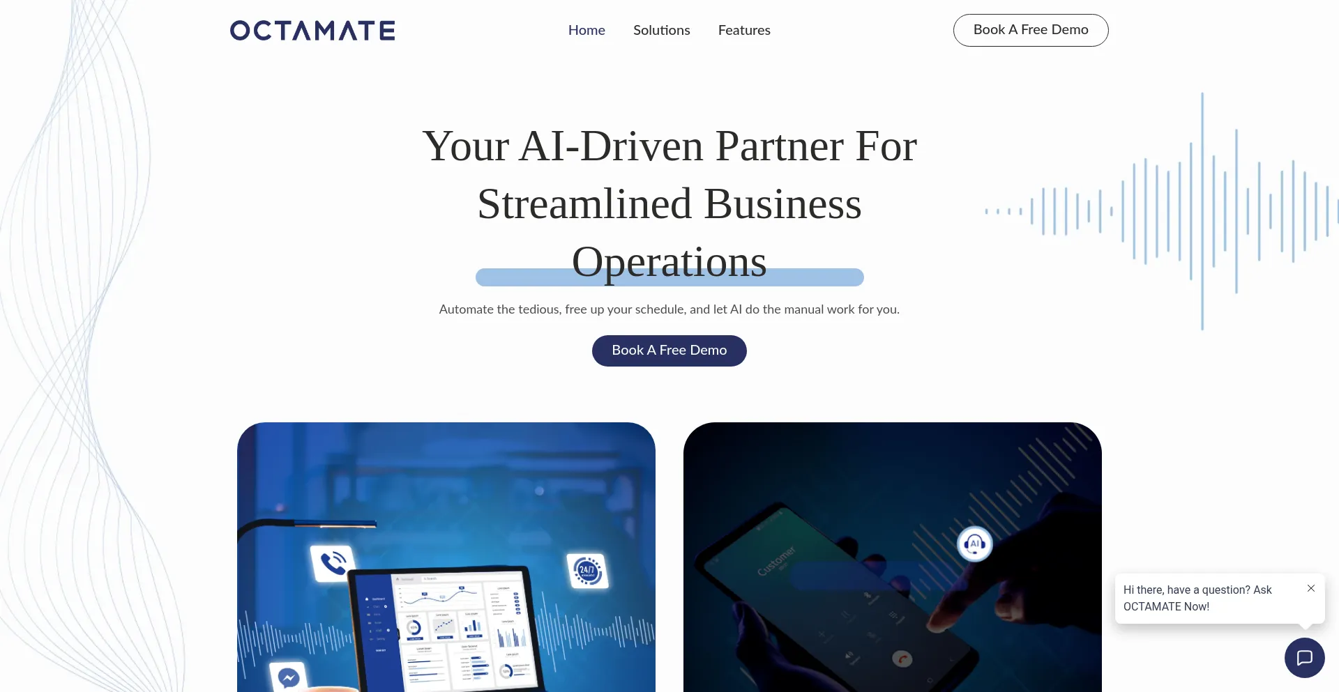 Website screenshot of Octamate.ai
