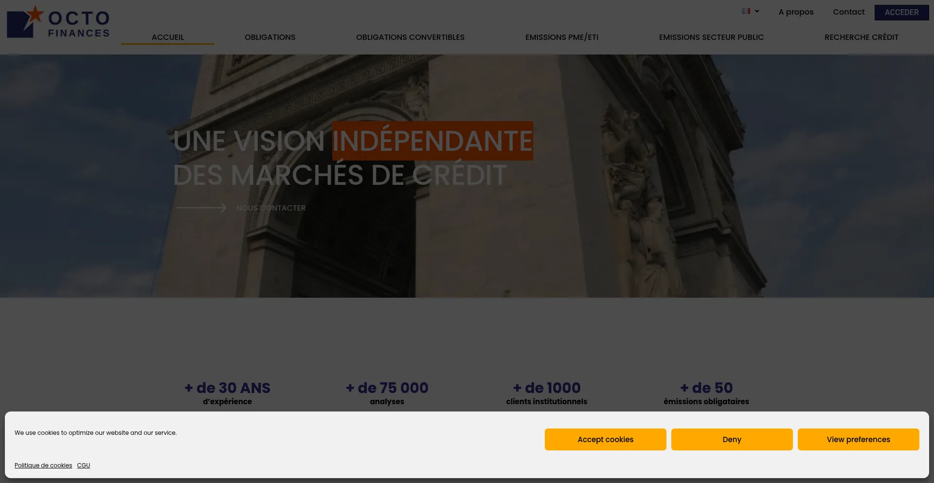 Website screenshot of Octofinances.com