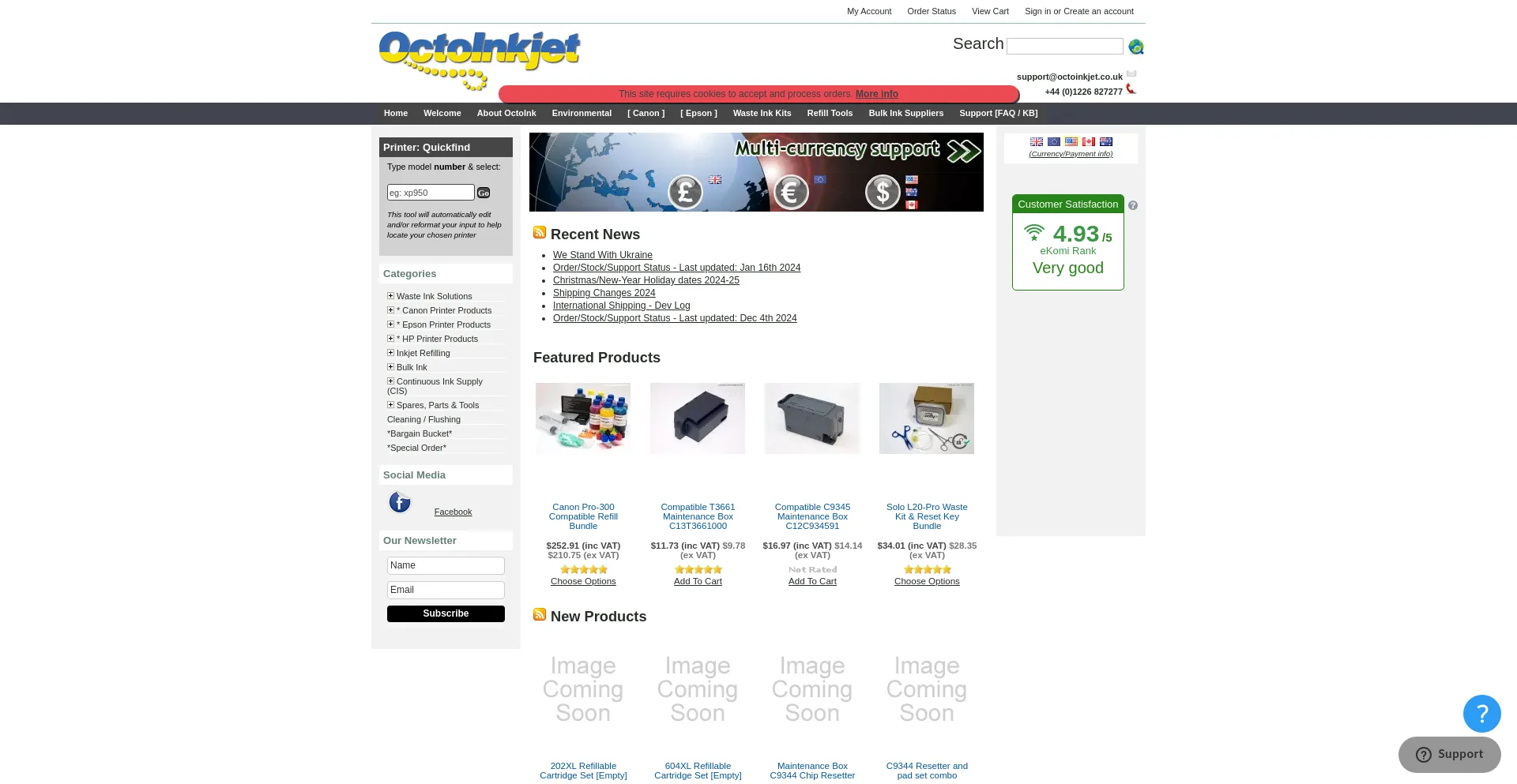 Website screenshot of Octoink.co.uk