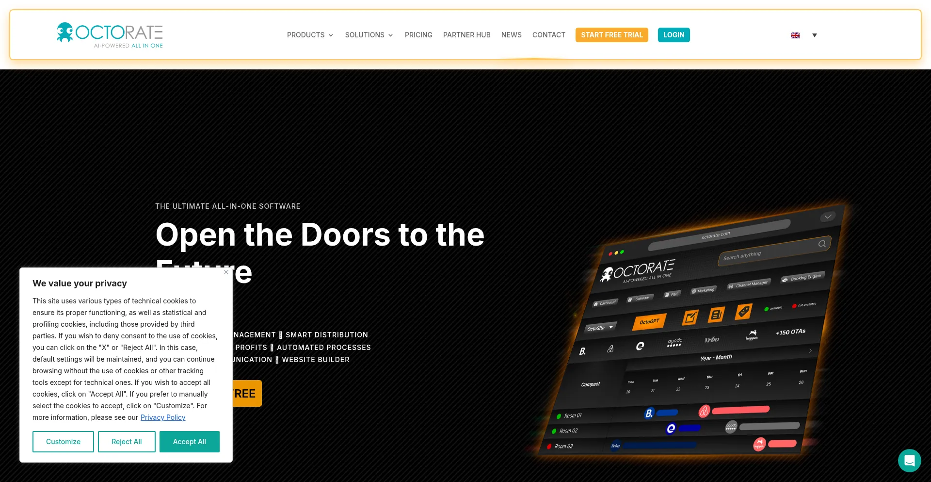 Website screenshot of Octorate.com