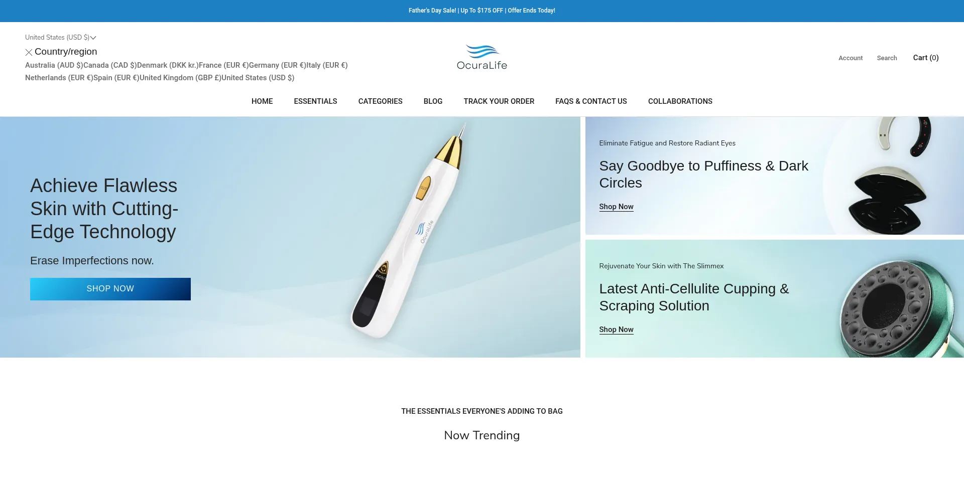 Website screenshot of Ocuralife.com