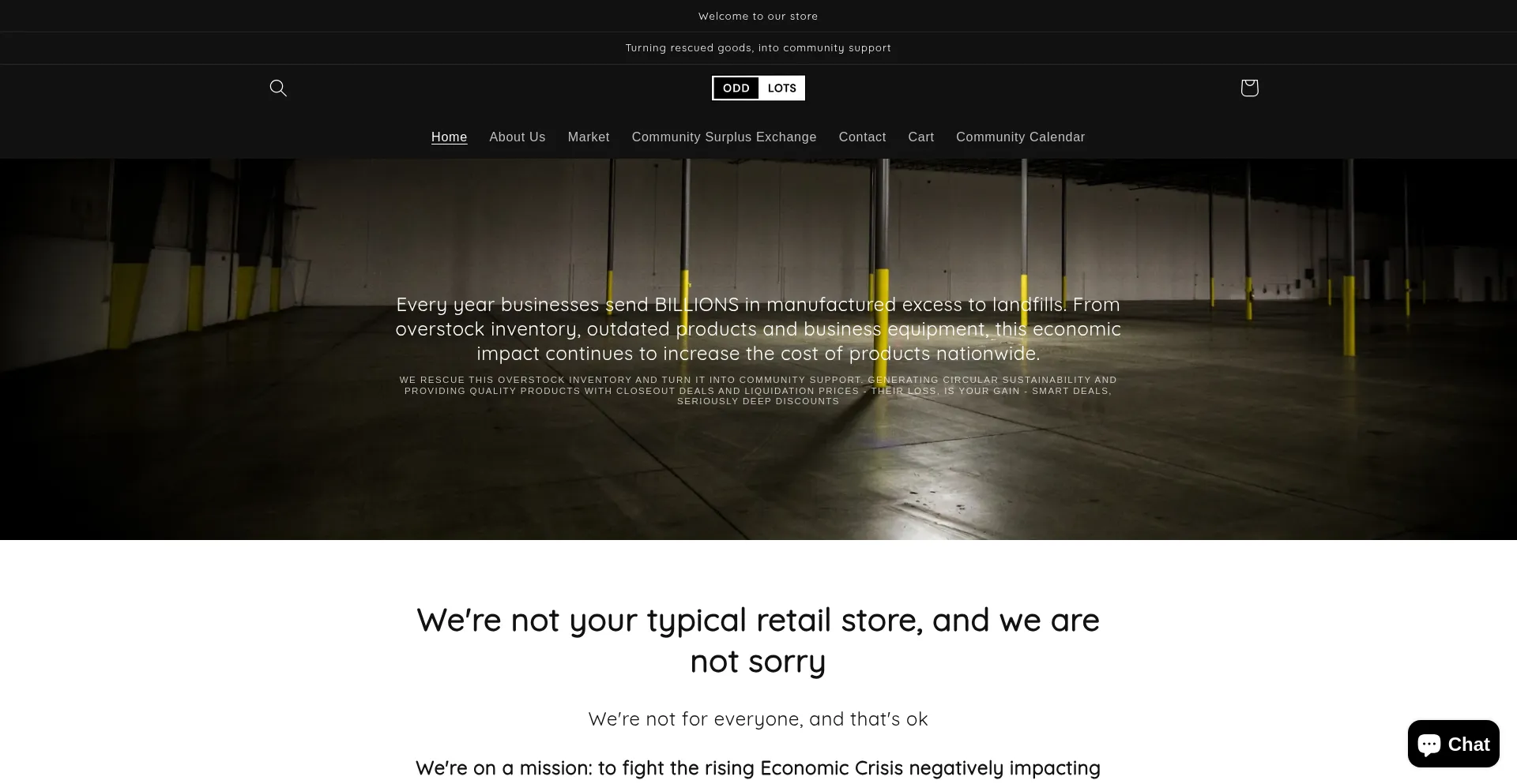 Website screenshot of Oddlotsmarket.com