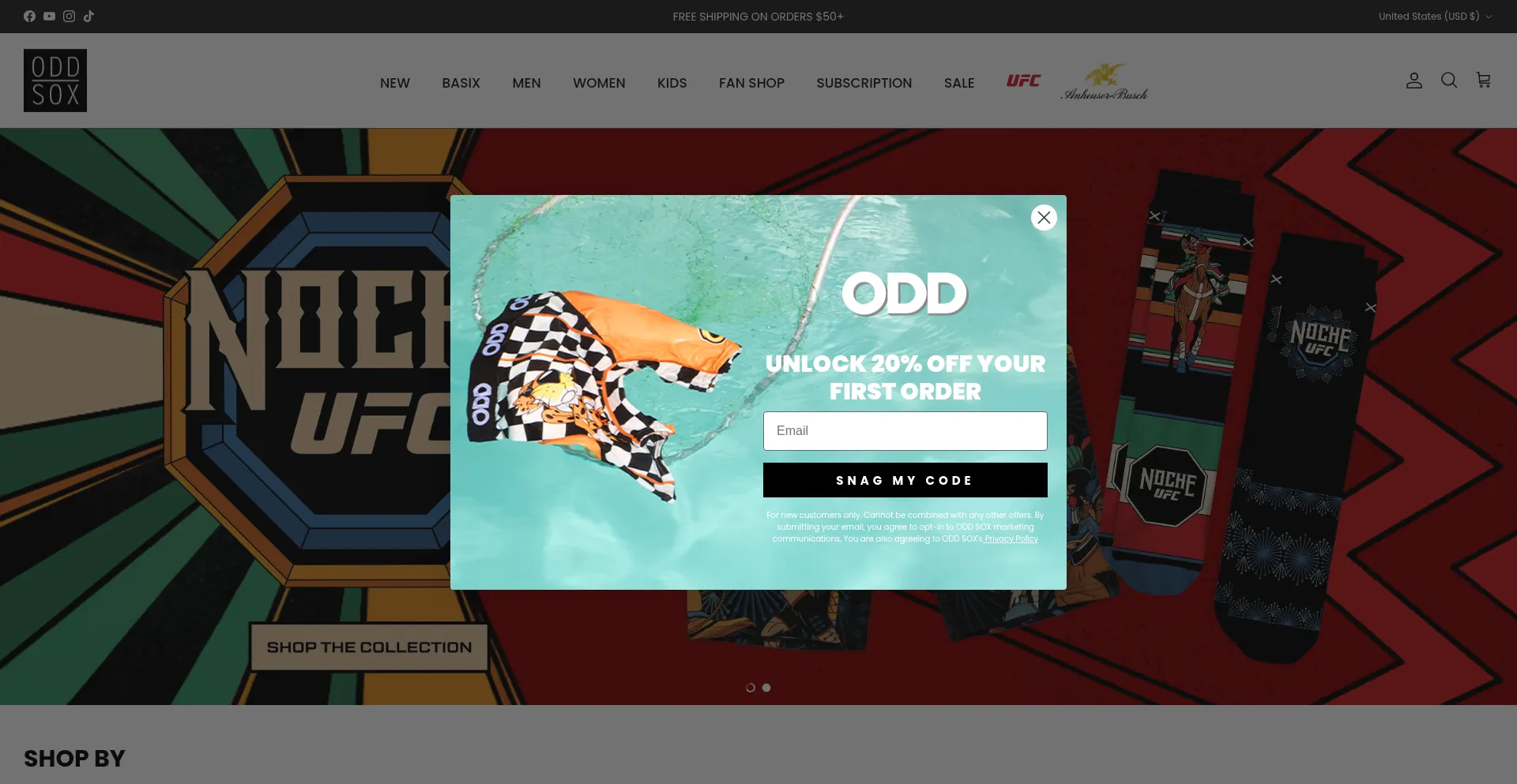 Website screenshot of Oddsox.com