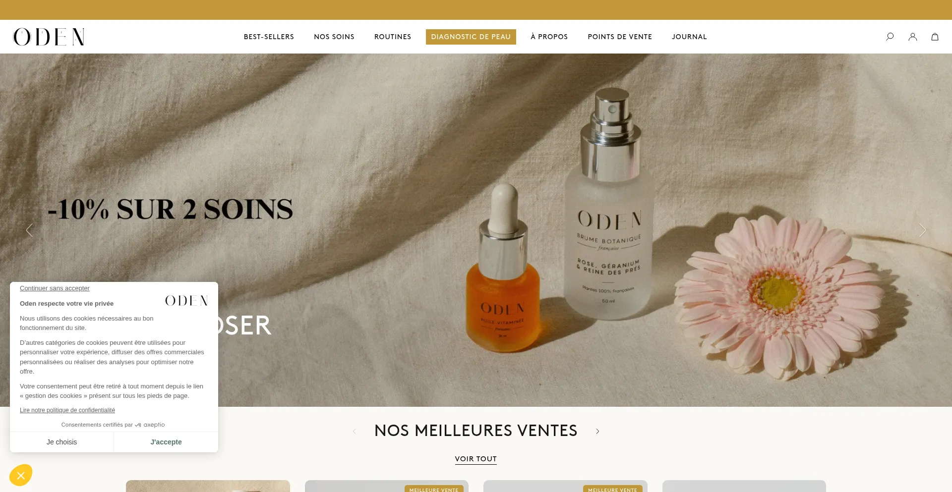 Website screenshot of Oden.fr