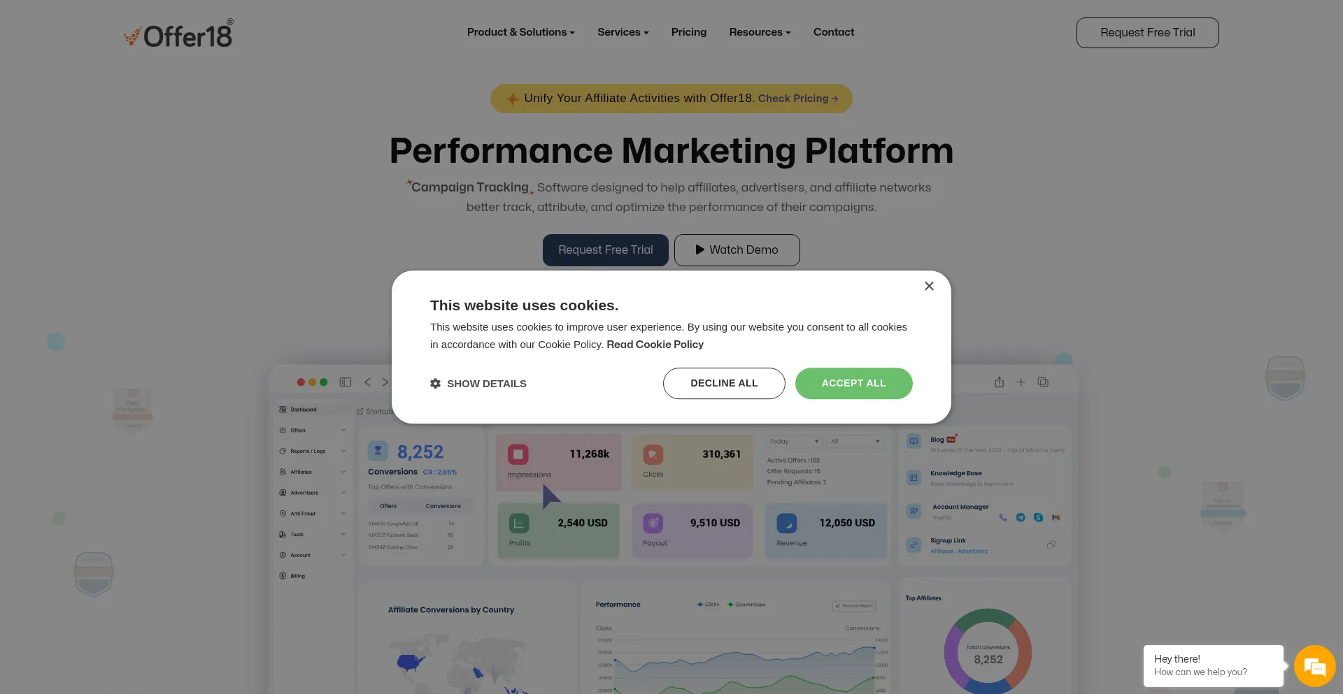 Website screenshot of Offer18.com