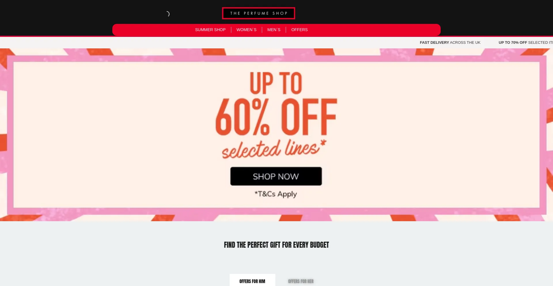 Website screenshot of Offertheperfumshop.com