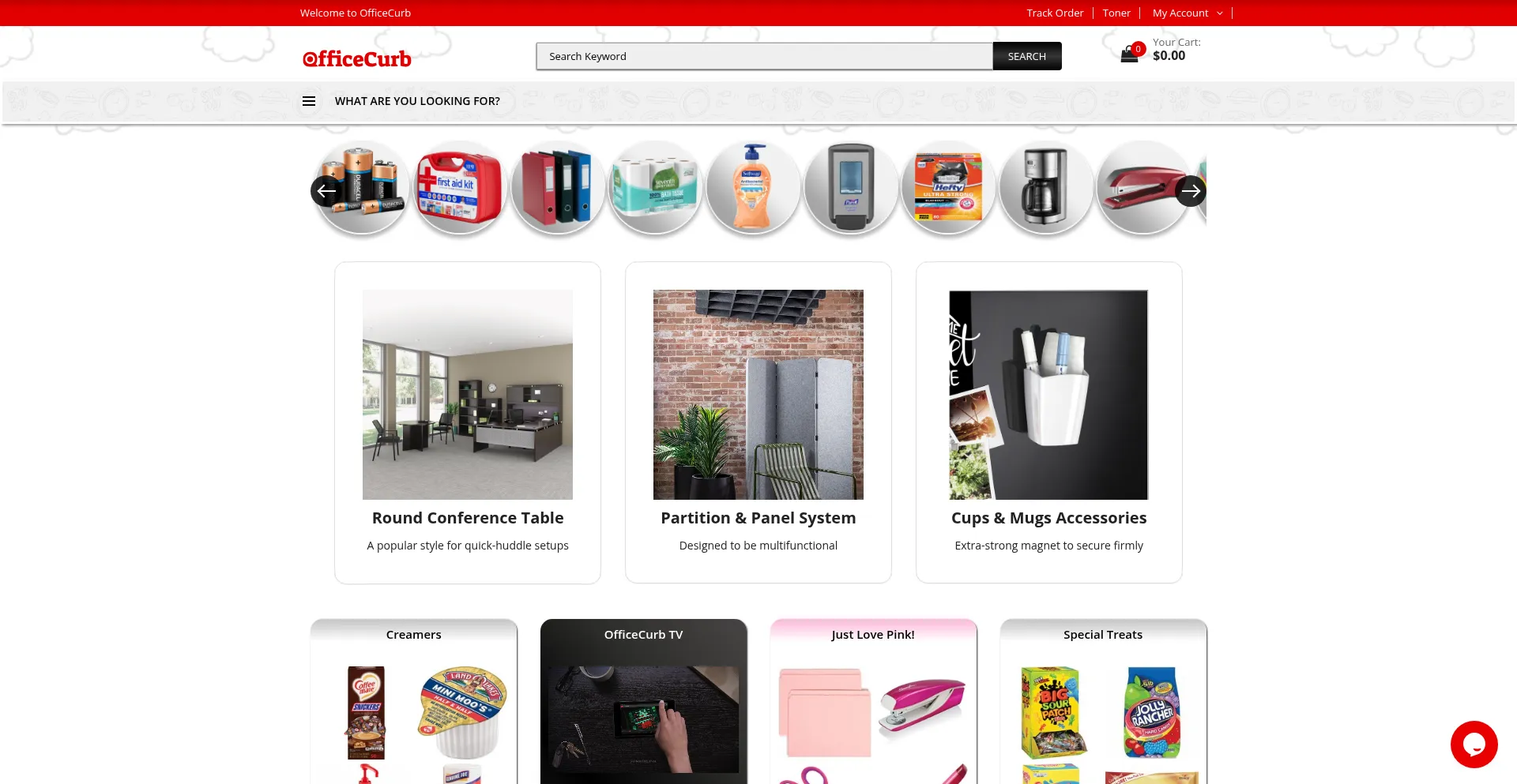 Website screenshot of Officecurb.com