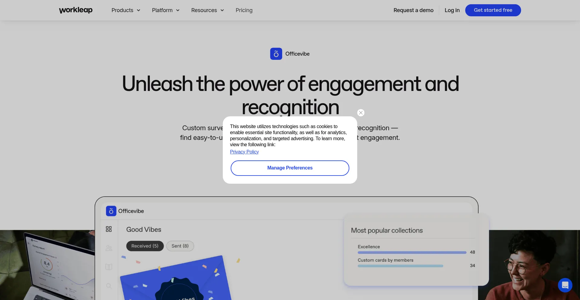 Website screenshot of Officevibe.com