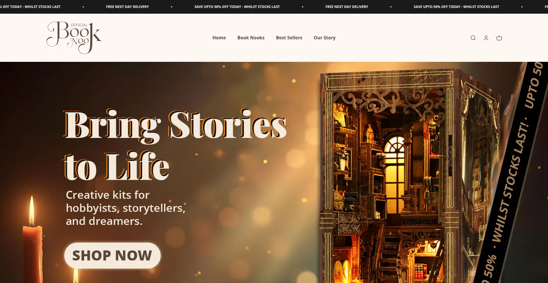 Website screenshot of Official-booknook.co.uk