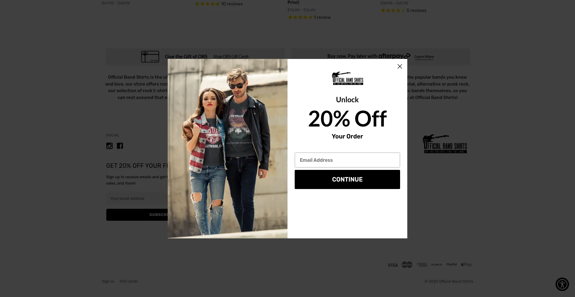 Officialbandshirts.com Screenshot