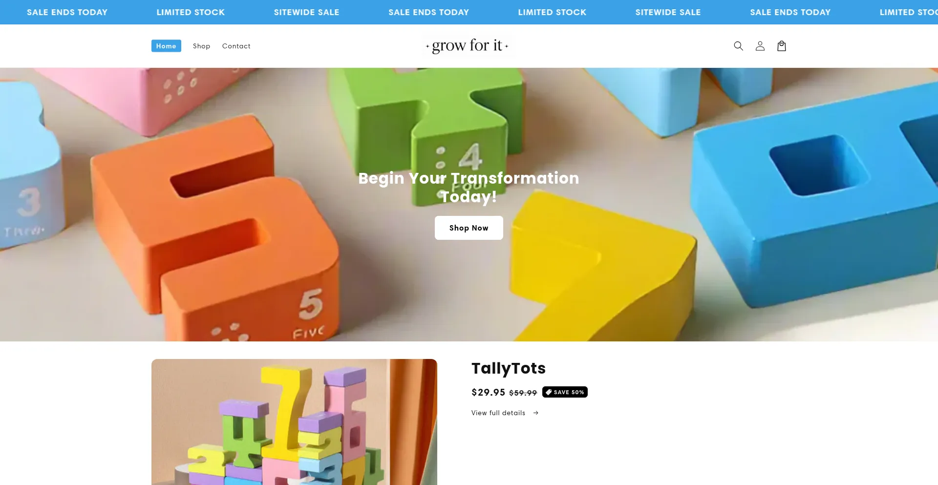 Website screenshot of Officialgrowforit.com