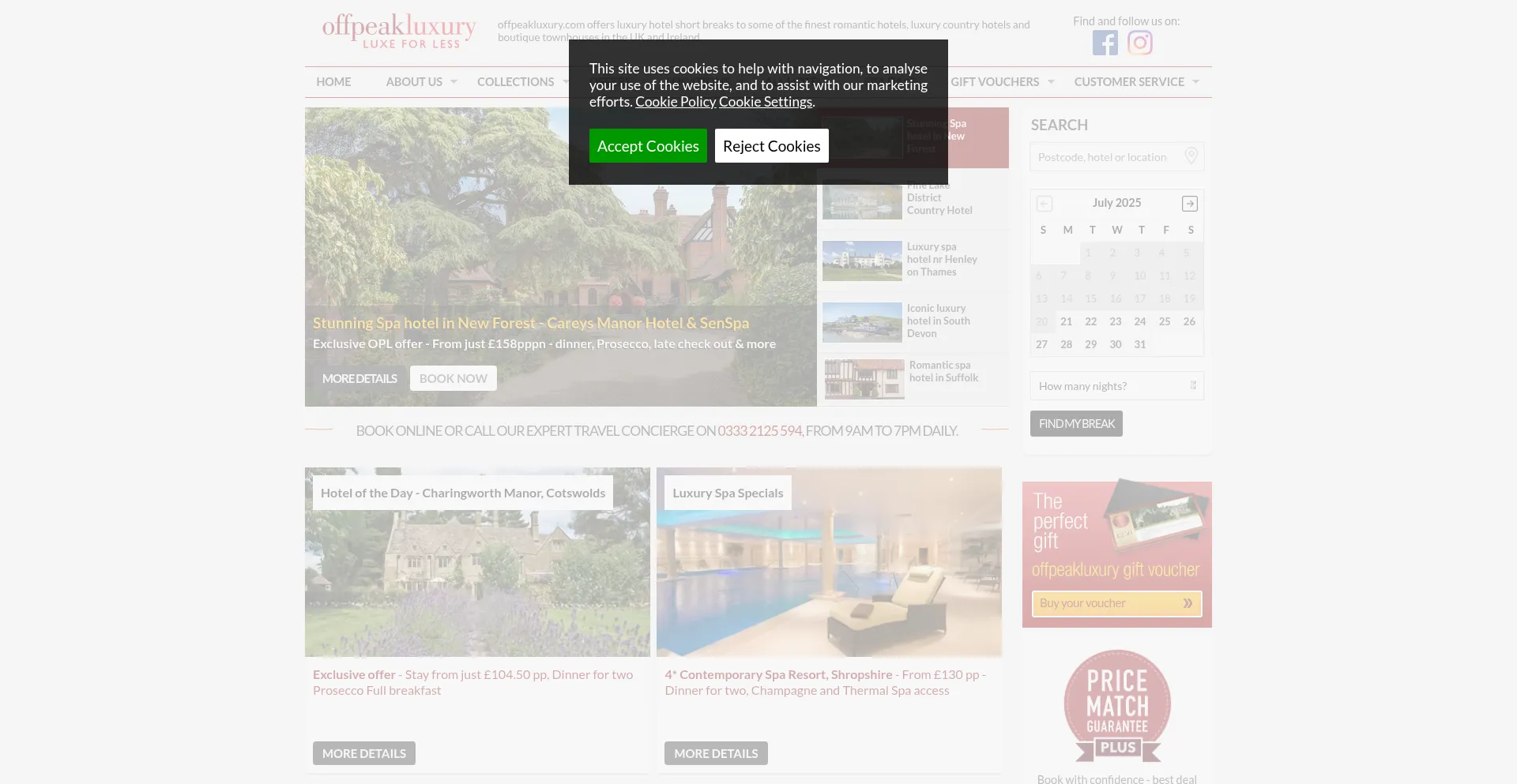 Website screenshot of Offpeakluxury.com
