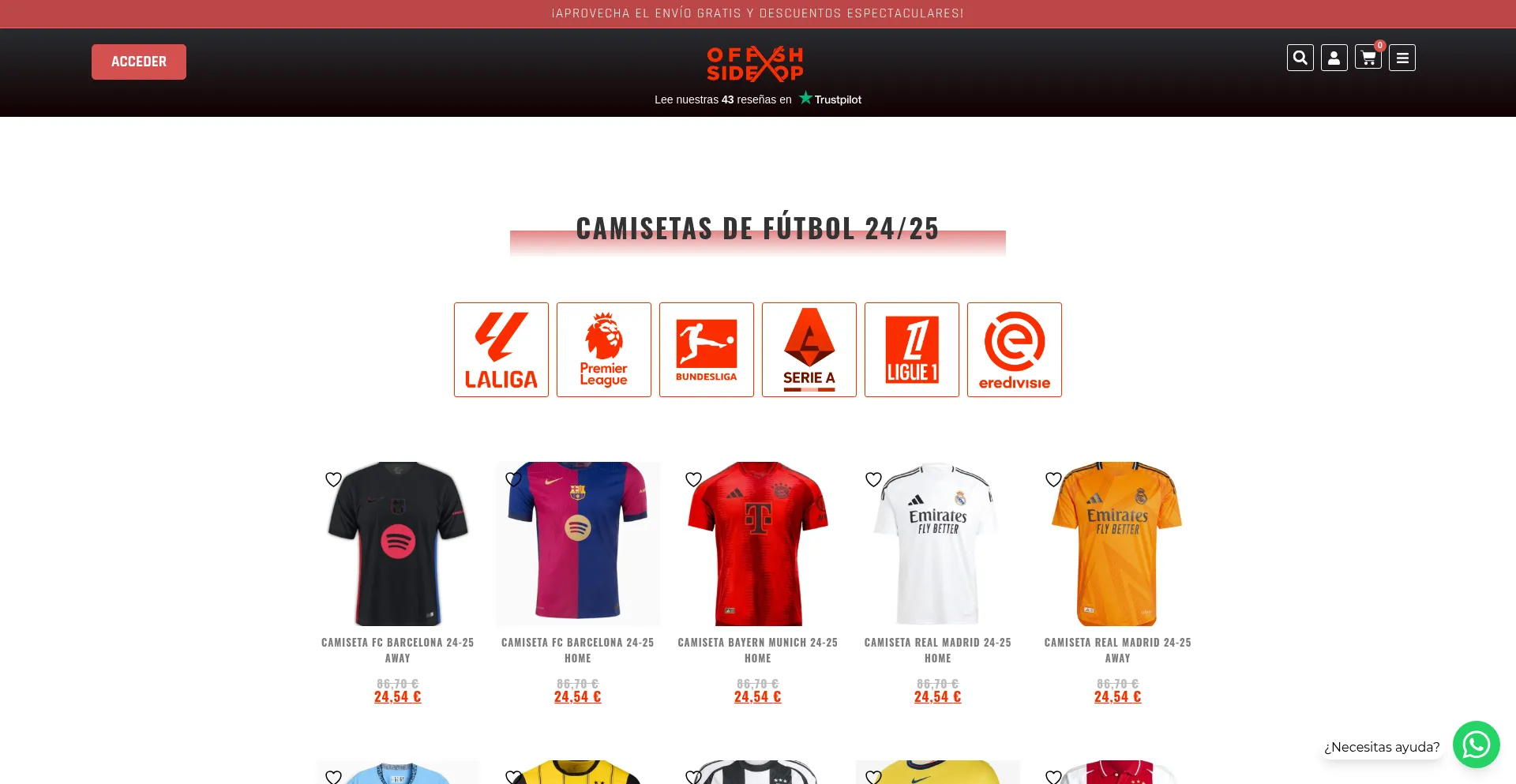 Website screenshot of Offsidex.shop