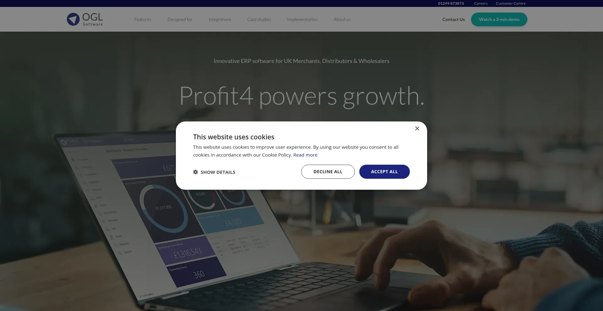 Website screenshot of Ogl.co.uk