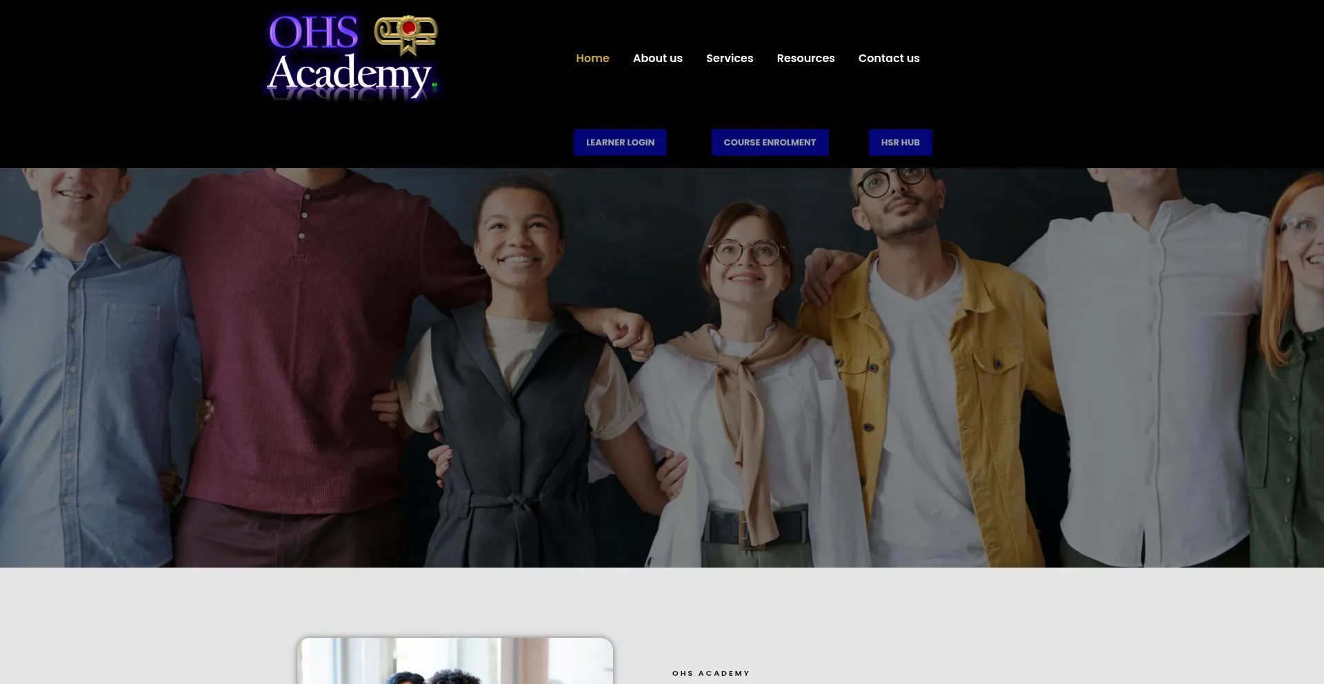Website screenshot of Ohsacademy.com.au