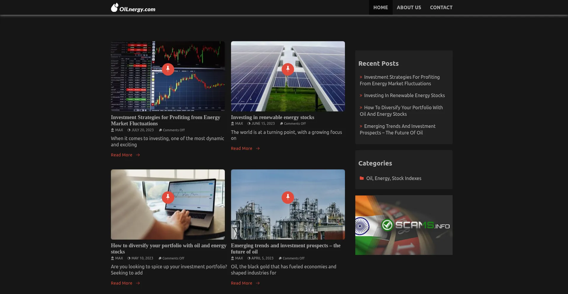 Website screenshot of Oilnergy.com