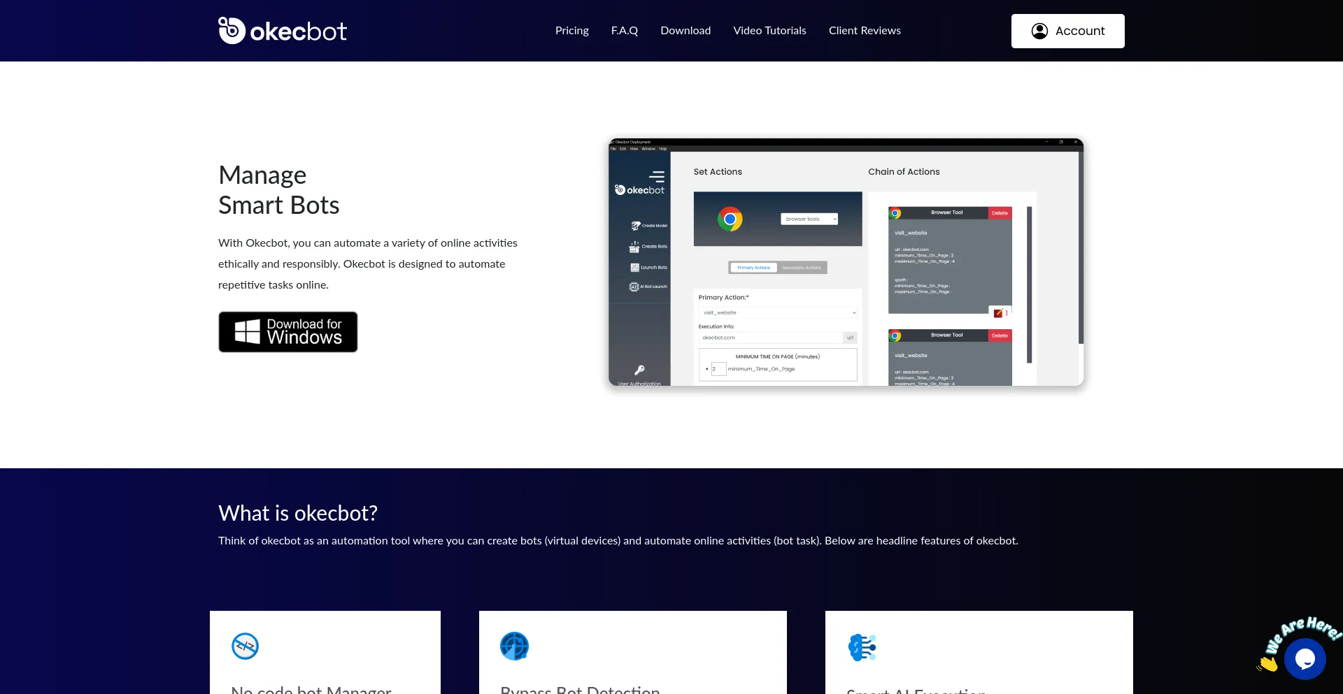 Website screenshot of Okecbot.com