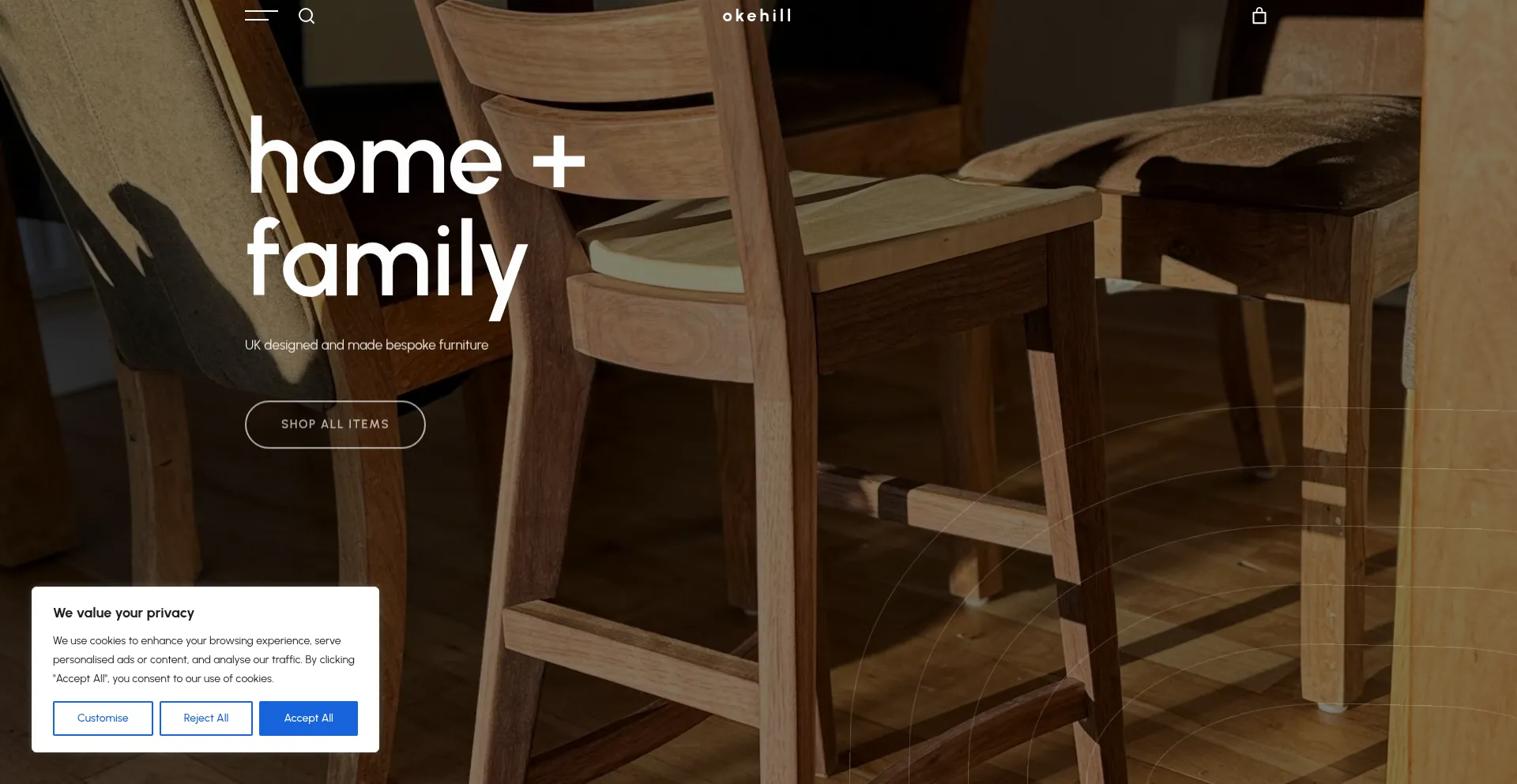 Website screenshot of Okehill.com