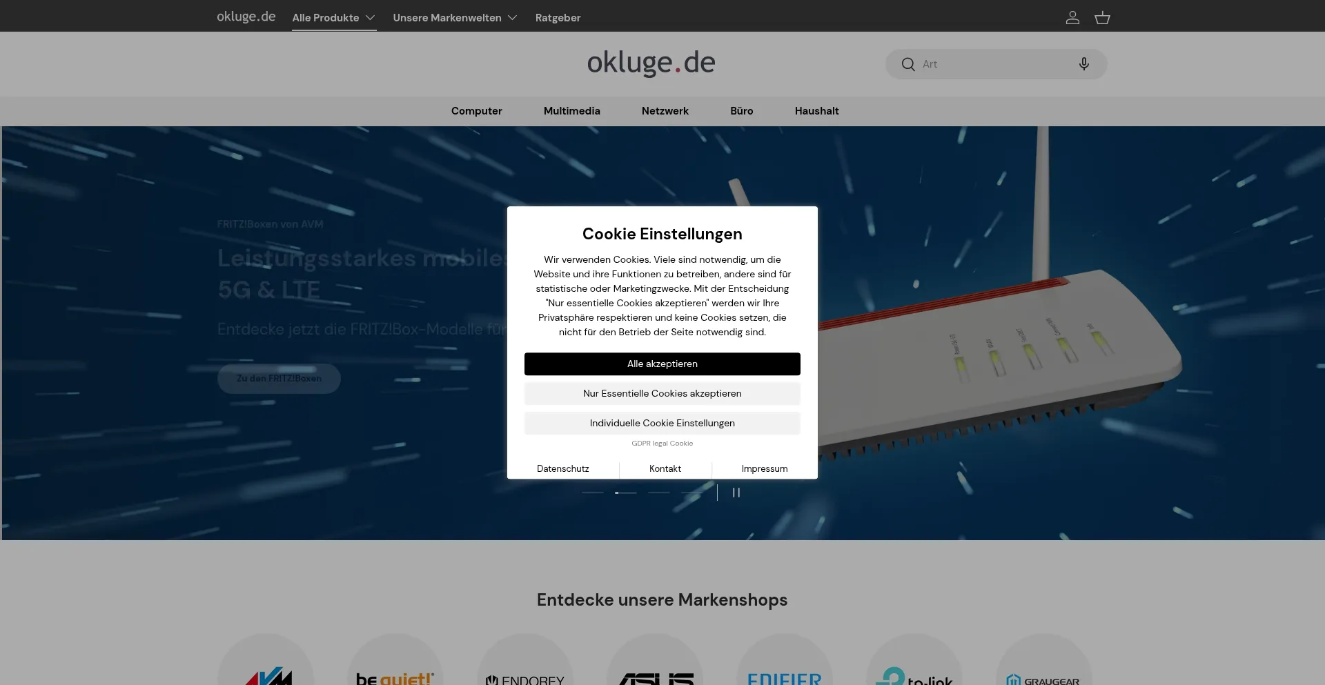 Website screenshot of Okluge.de