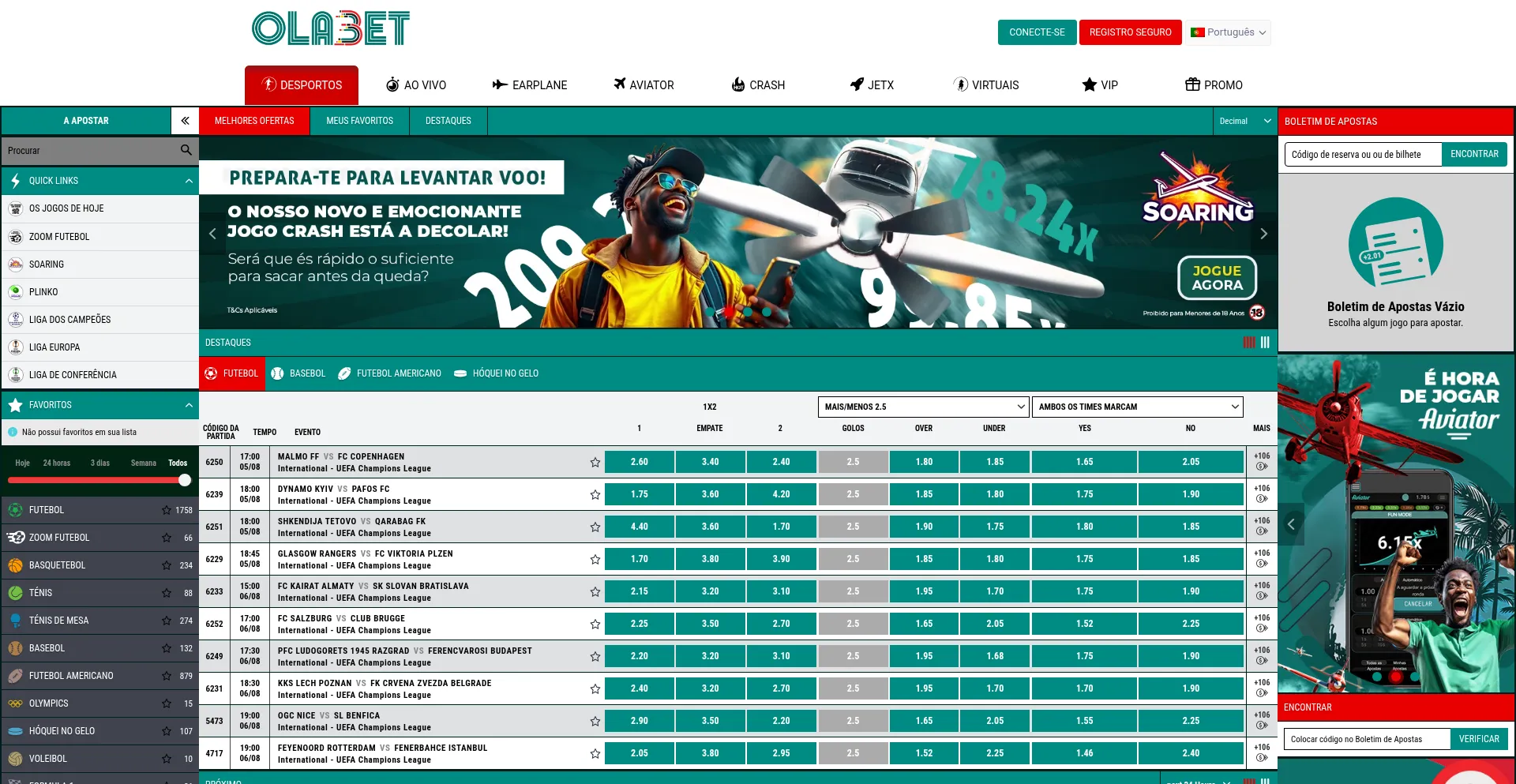 Website screenshot of Olabet.co.mz
