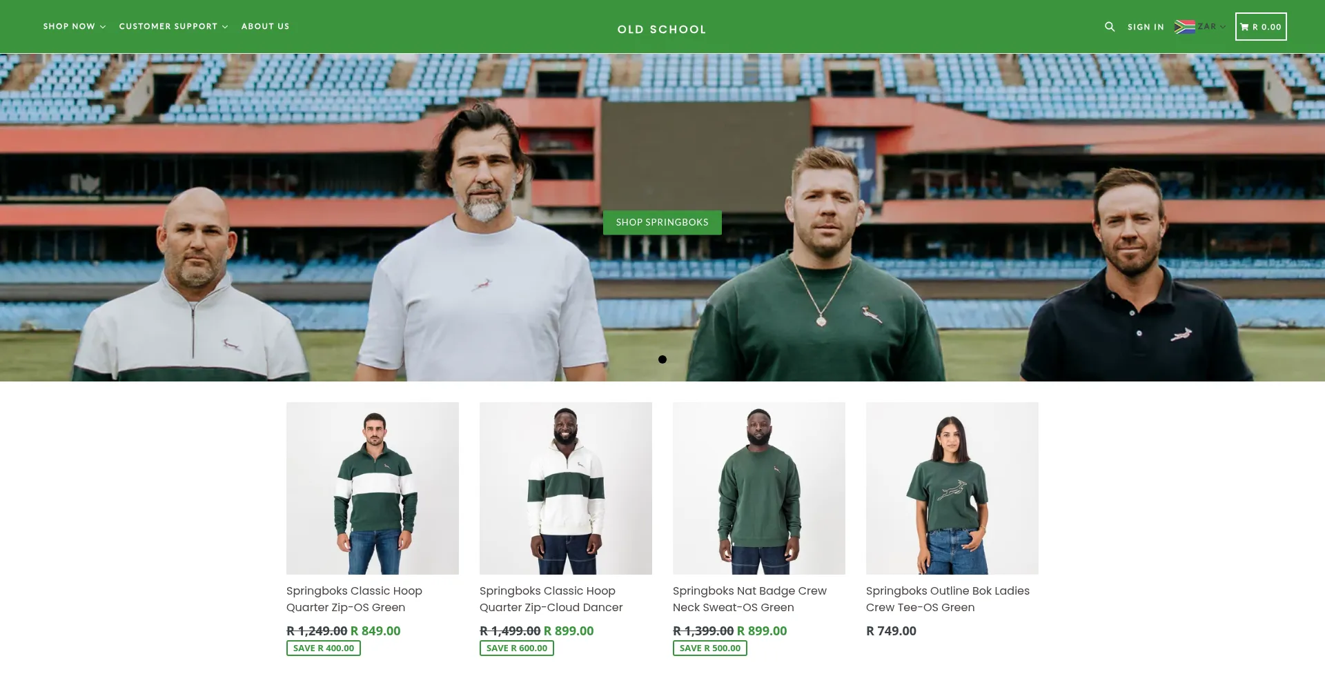 Website screenshot of Oldschoolshop.co.za