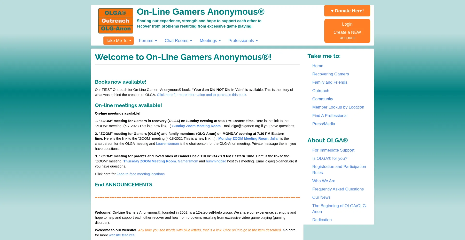 Website screenshot of Olganon.org