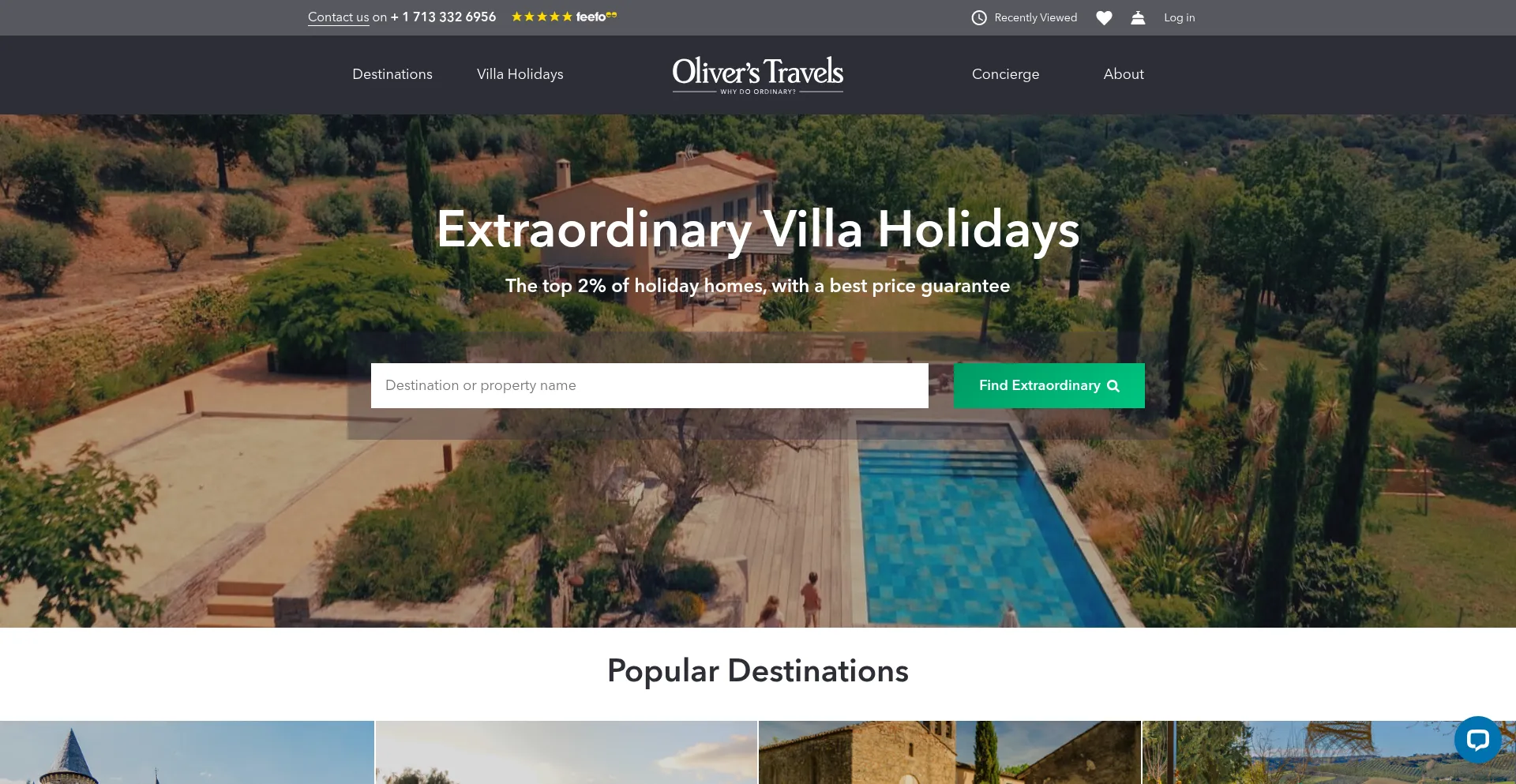 Website screenshot of Oliverstravels.com