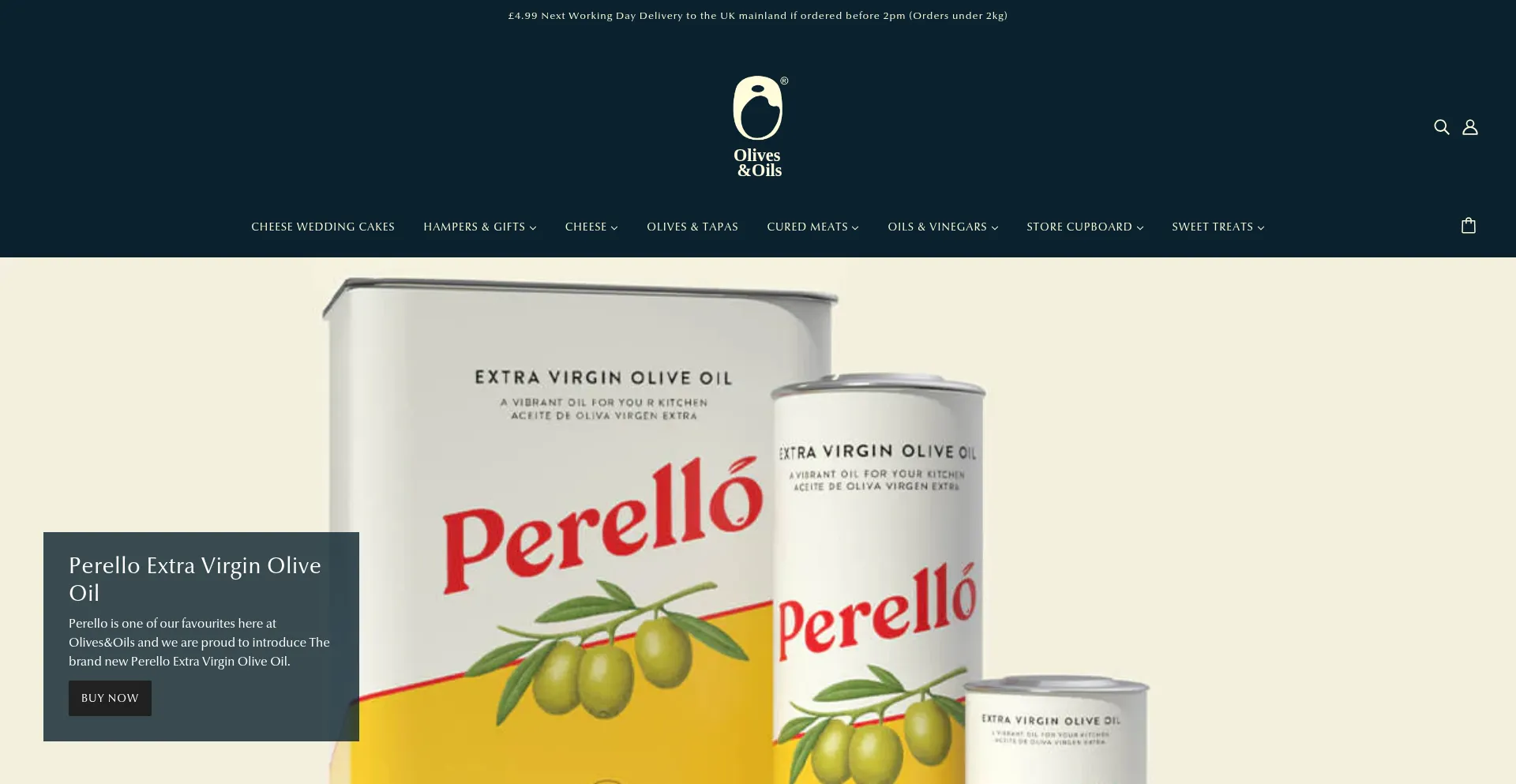 Website screenshot of Olivesandoils.co.uk
