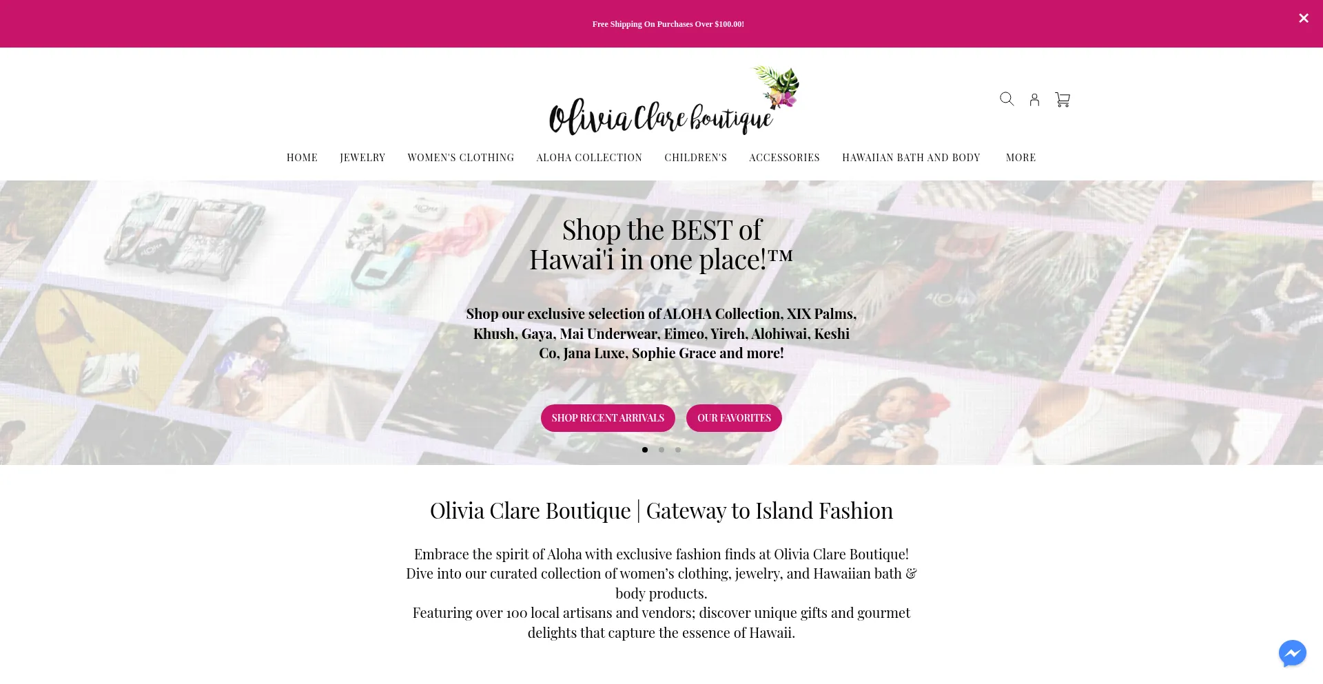 Website screenshot of Oliviaclareboutique.com