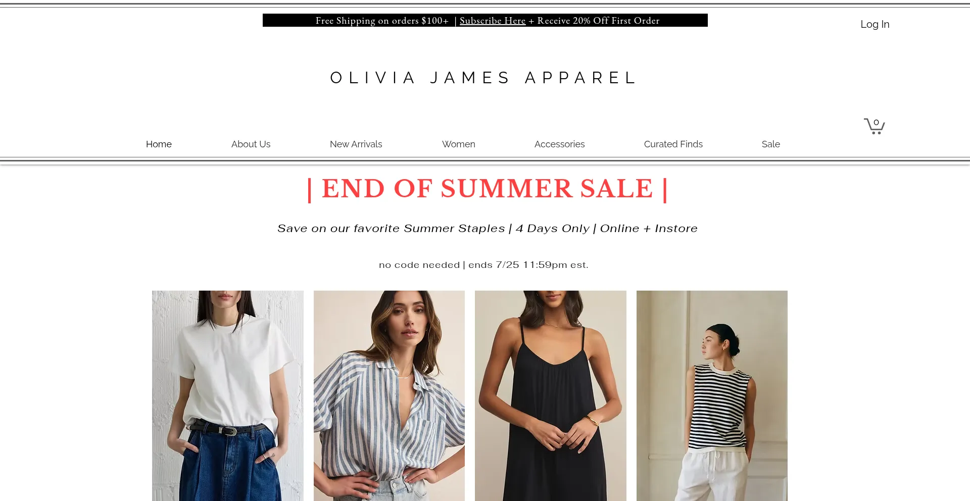 Website screenshot of Oliviajamesapparel.com