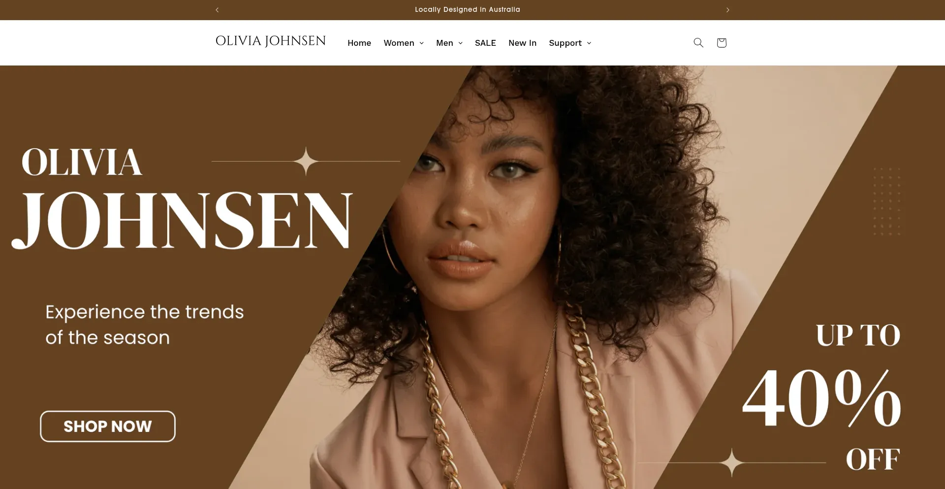 Website screenshot of Oliviajohnsen.com
