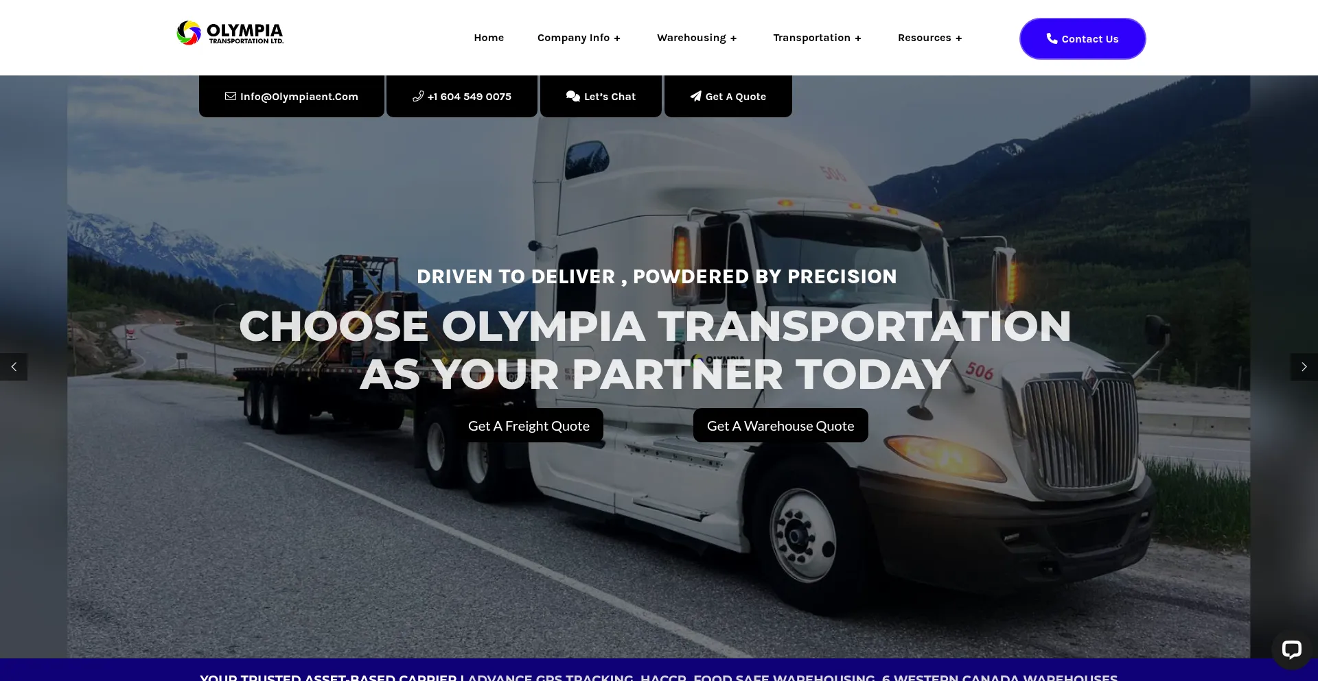 Website screenshot of Olympiaent.com
