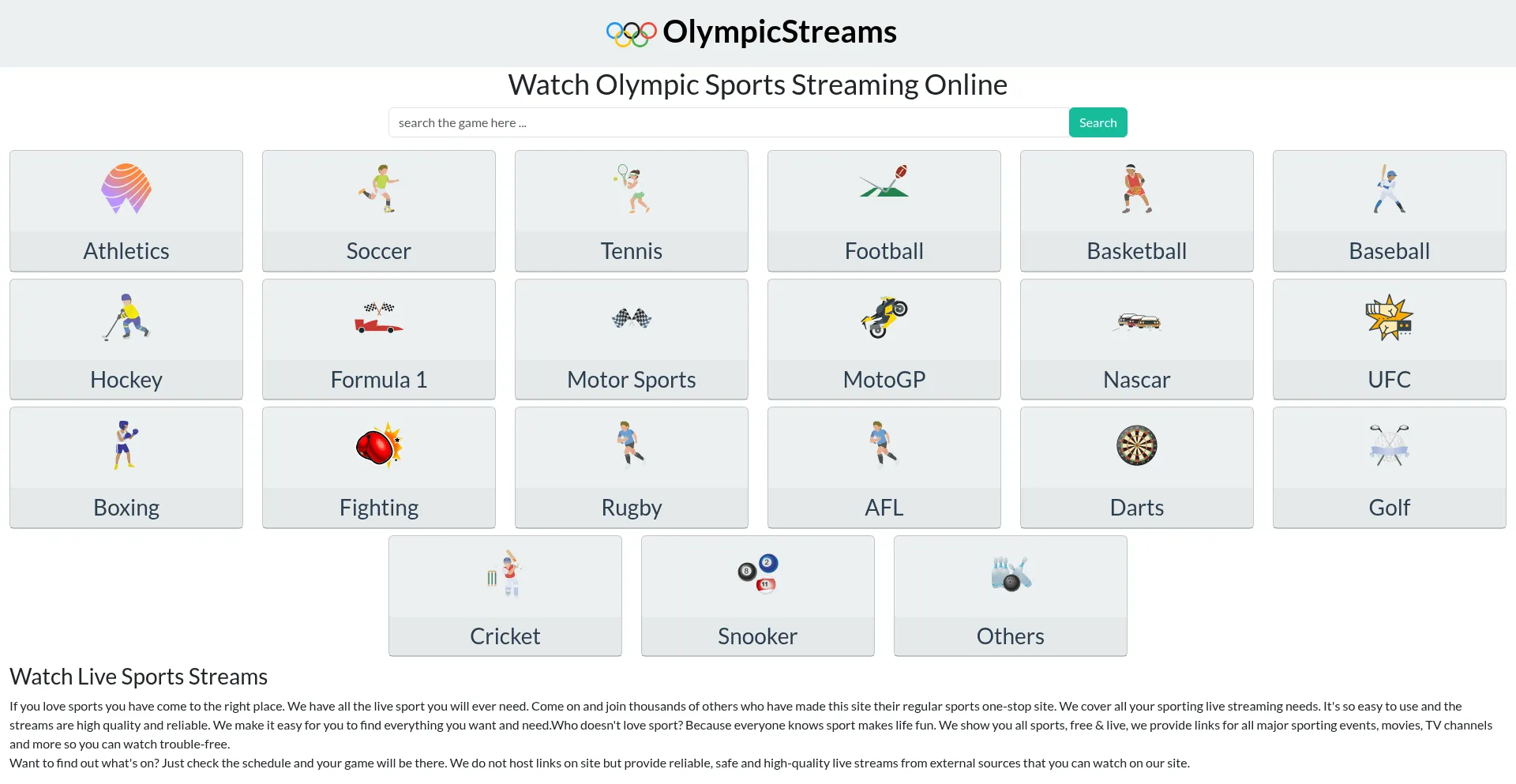 Olympicstreams.co Screenshot