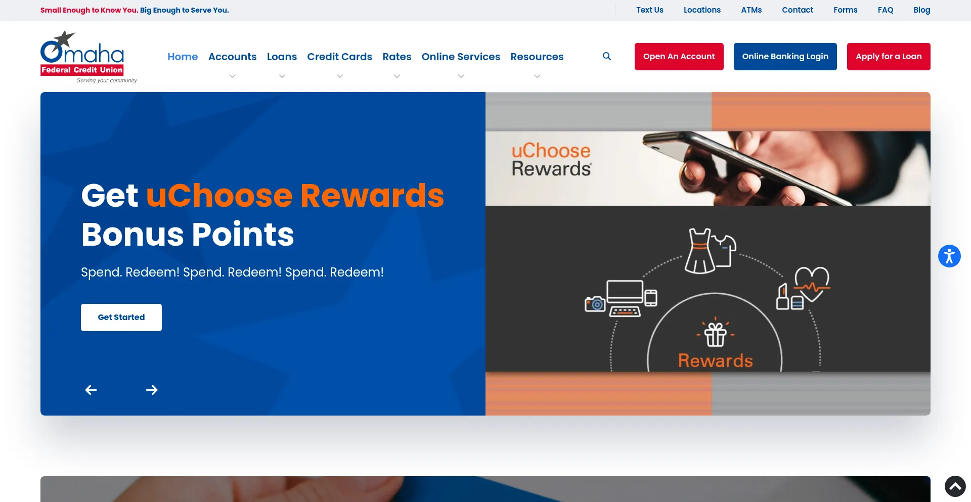 Website screenshot of Omahafcu.org