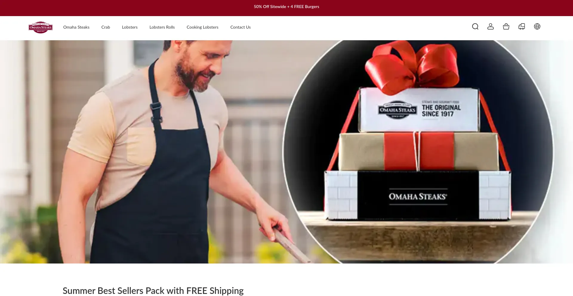 Website screenshot of Omahasteakssale.shop