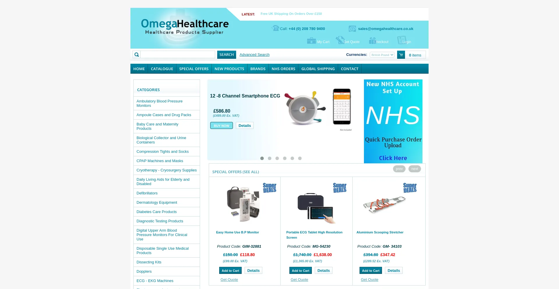 Website screenshot of Omegahealthcare.co.uk