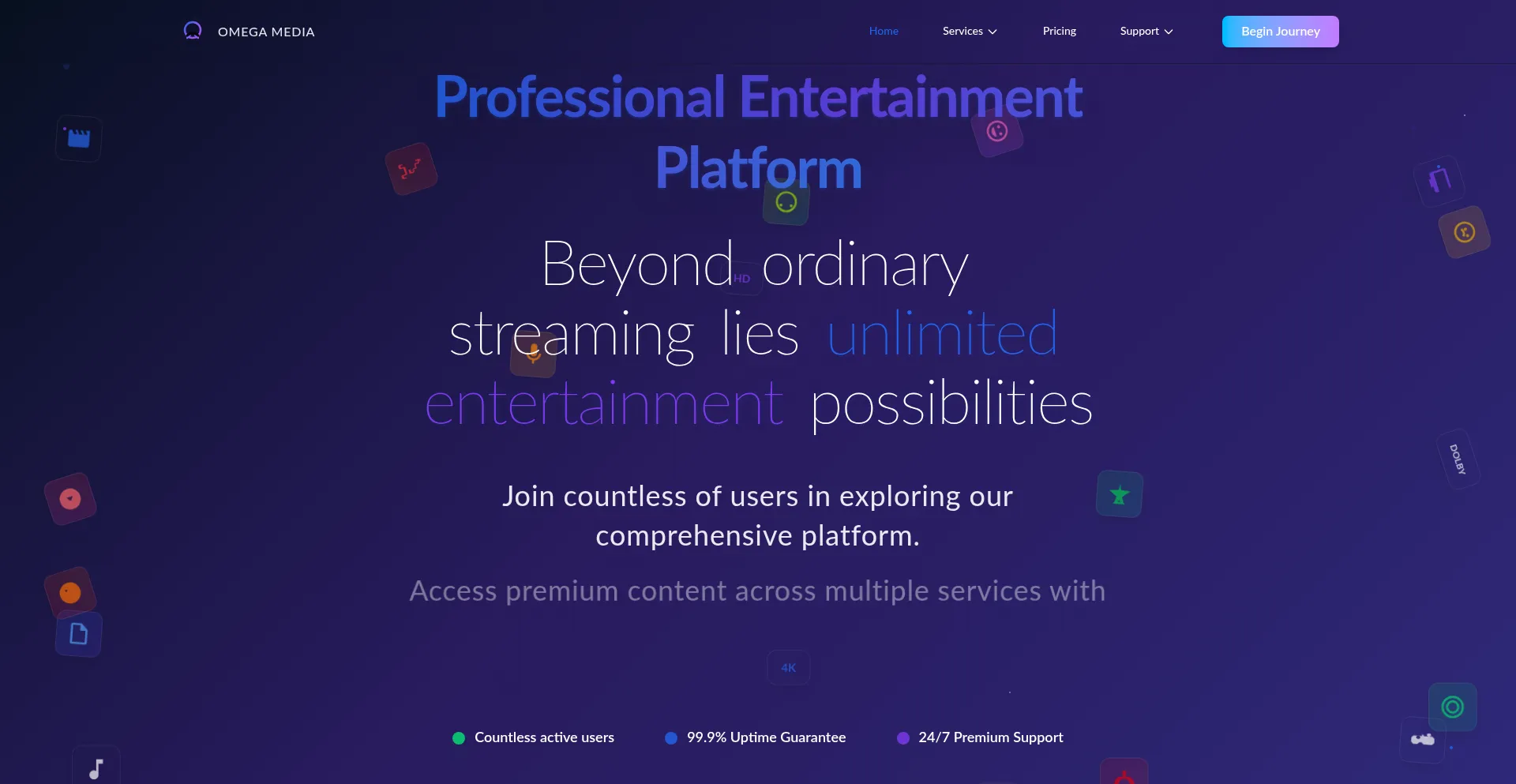 Website screenshot of Omegamedia.cc