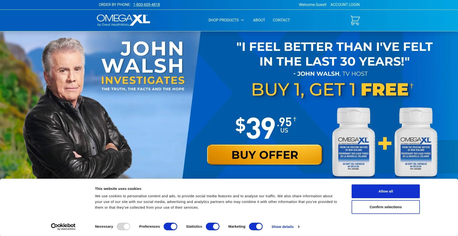 Website screenshot of Omegaxl.ca