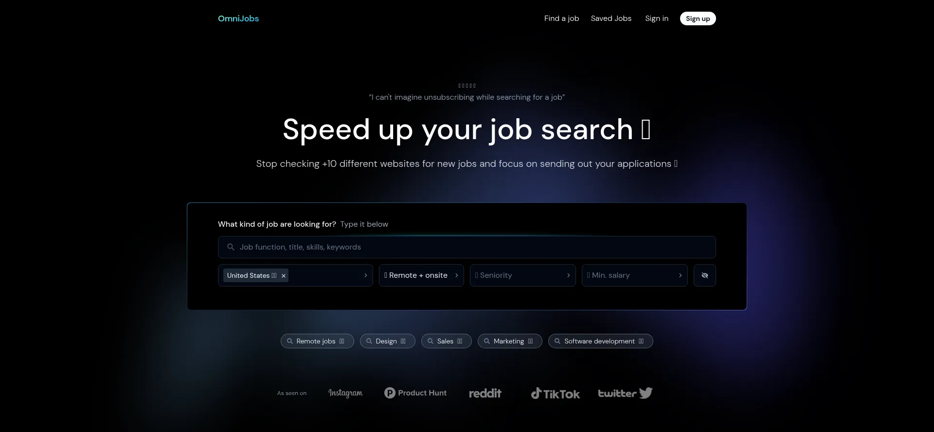 Website screenshot of Omnijobs.io