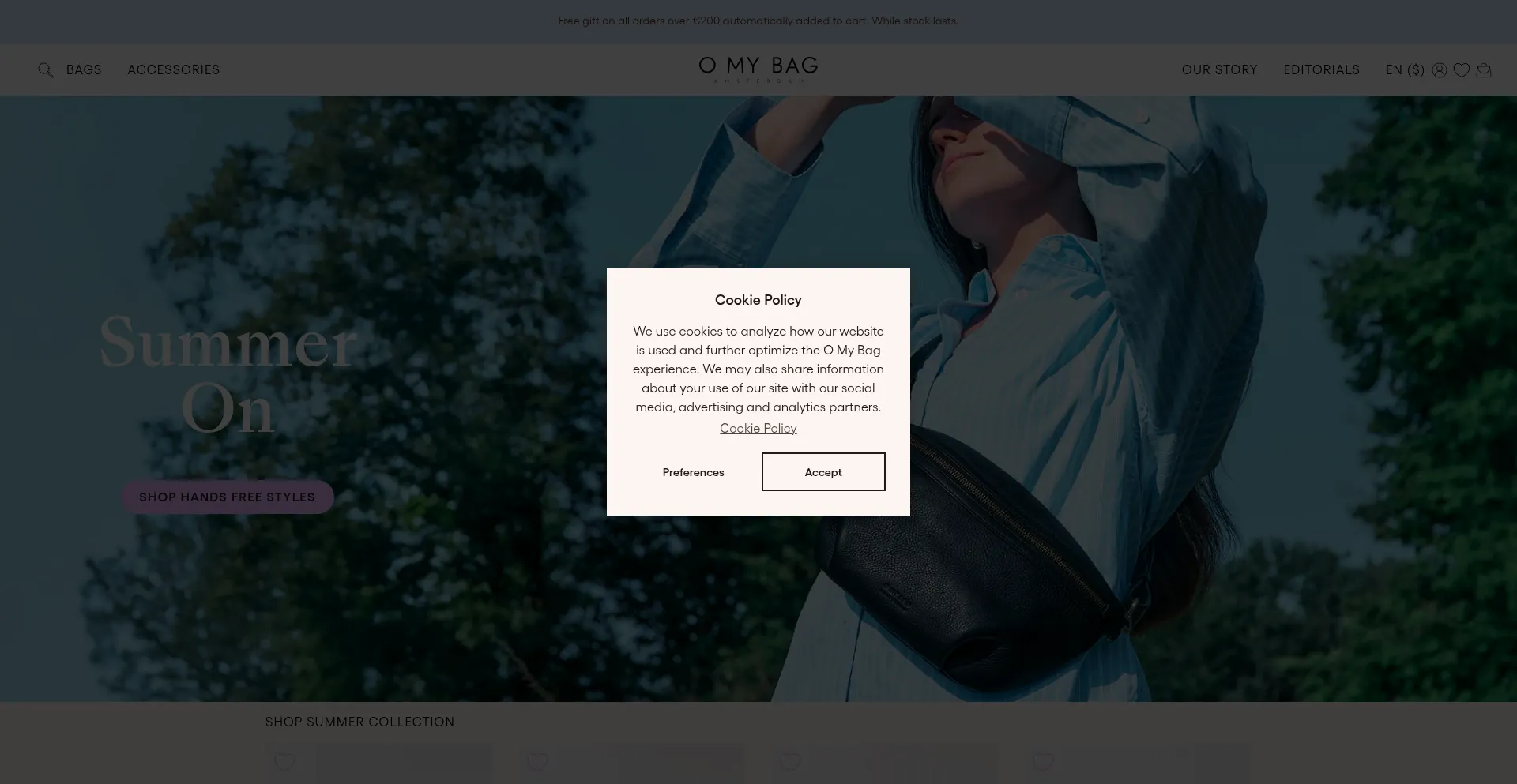 Website screenshot of Omybagamsterdam.com