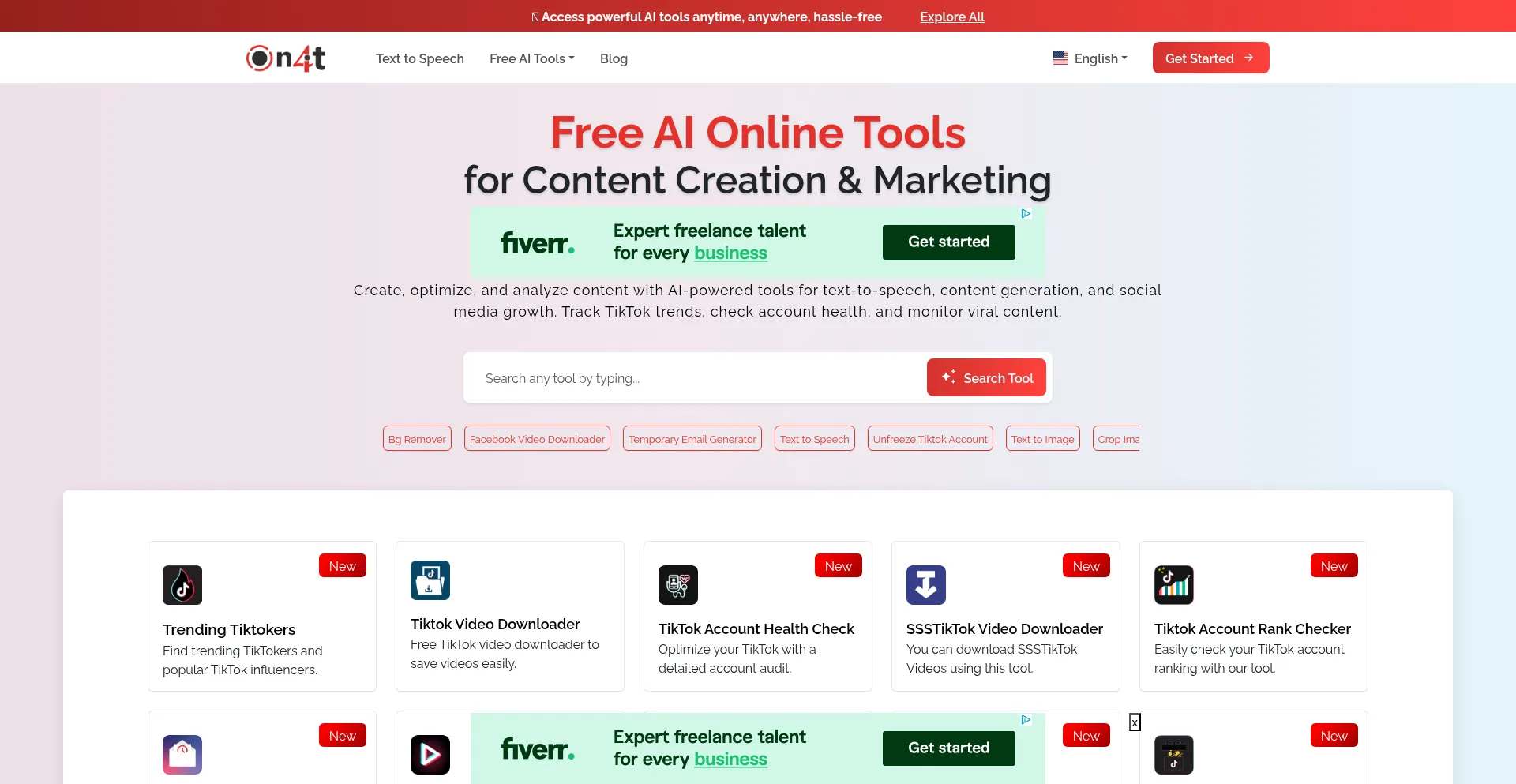 Website screenshot of On4t.com