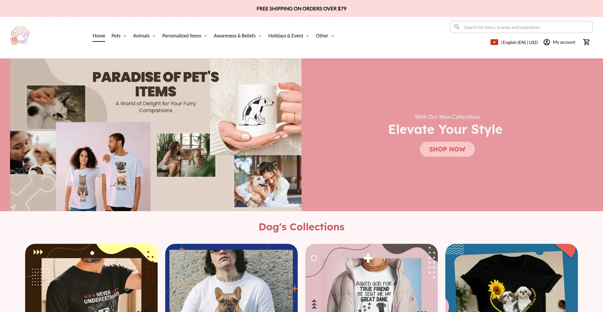 Website screenshot of On-pet.com