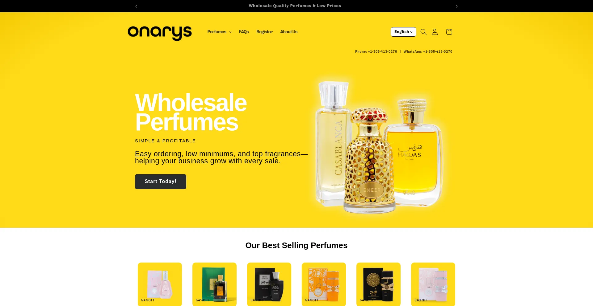Website screenshot of Onarys.com