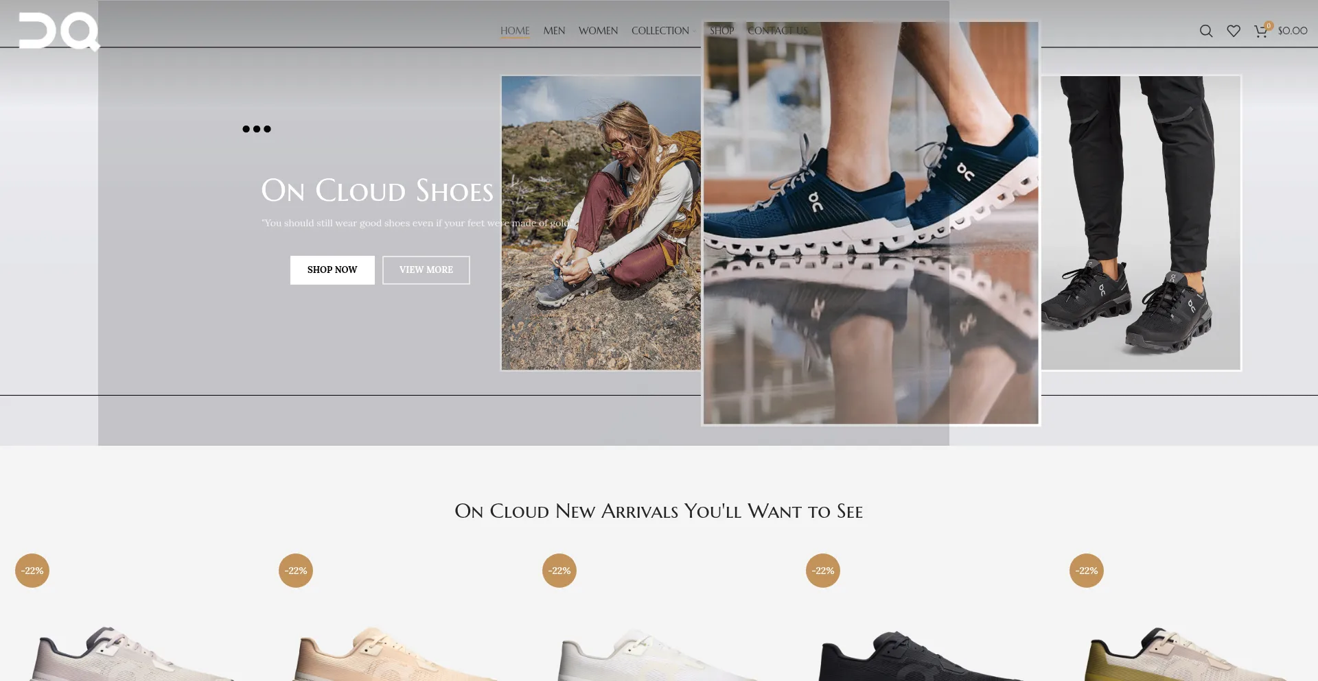 Website screenshot of Oncloud-shoes.us