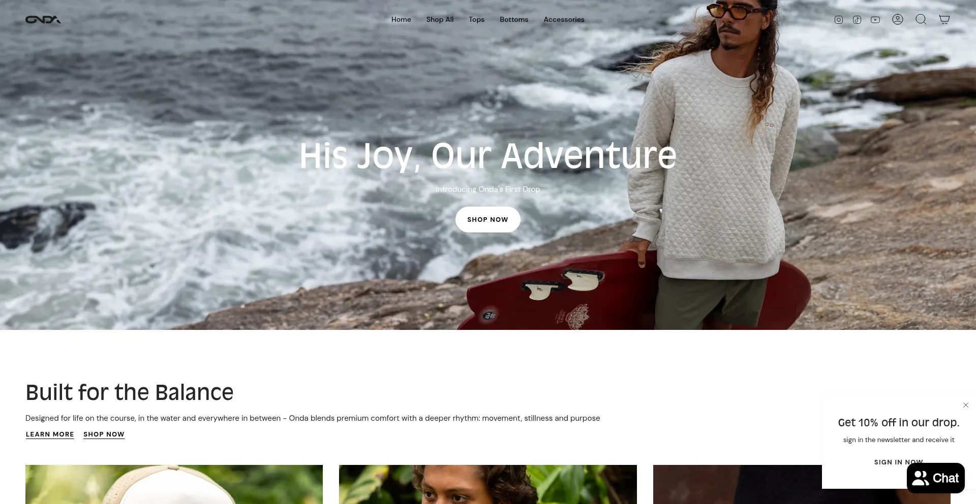 Website screenshot of Ondadrift.com