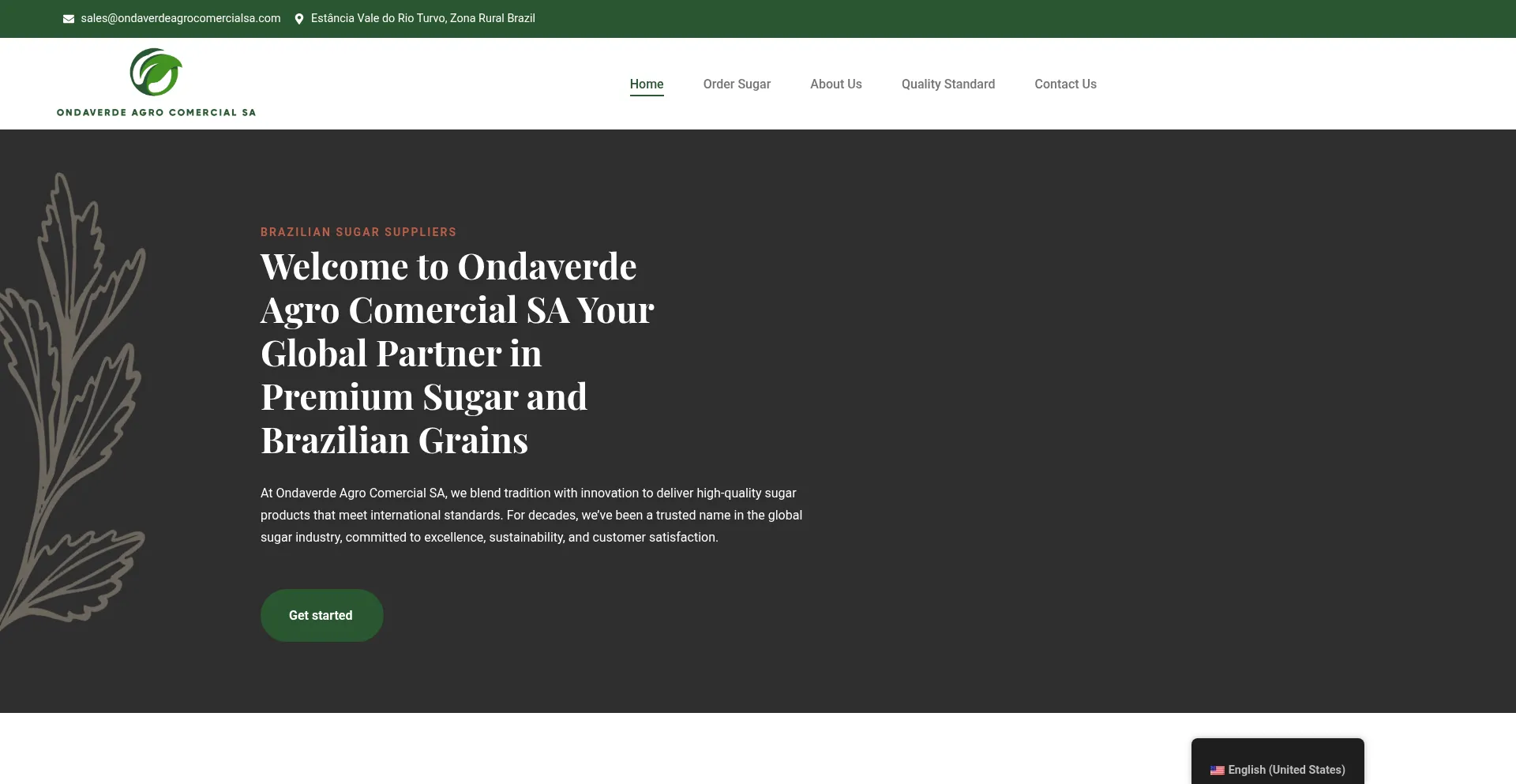 Website screenshot of Ondaverdeagrocomercialsa.com