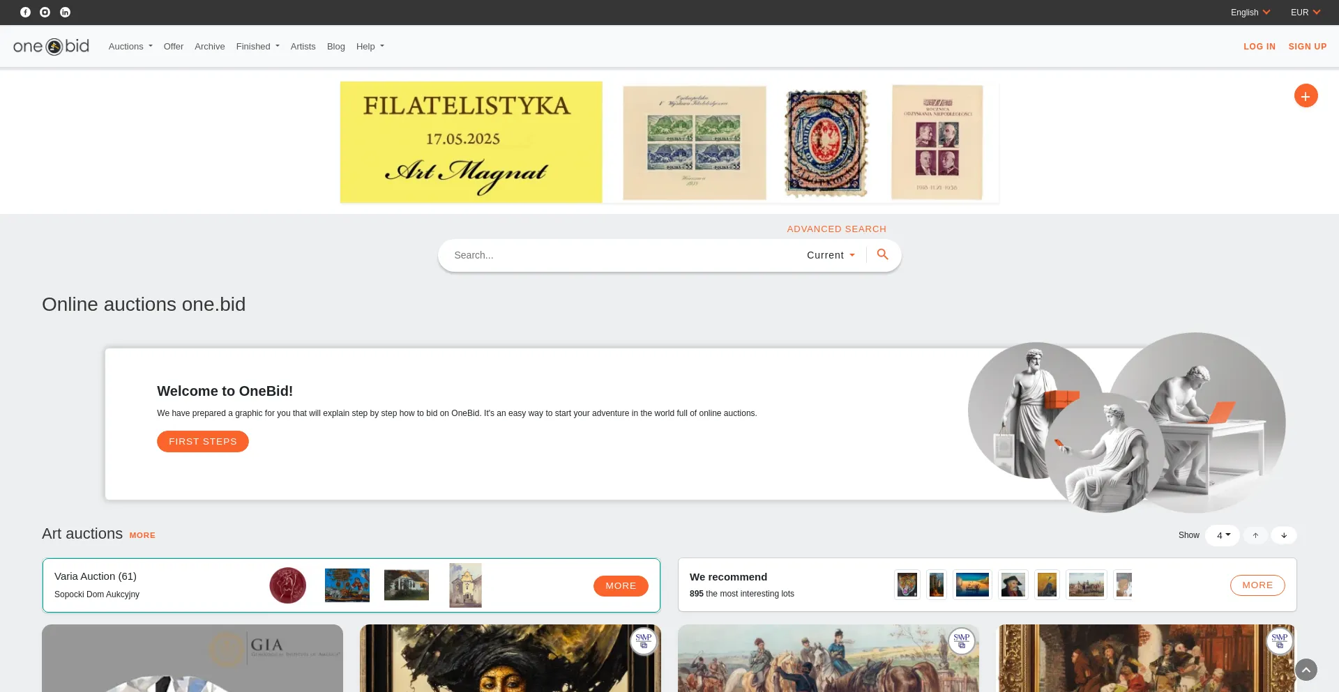Website screenshot of One.bid