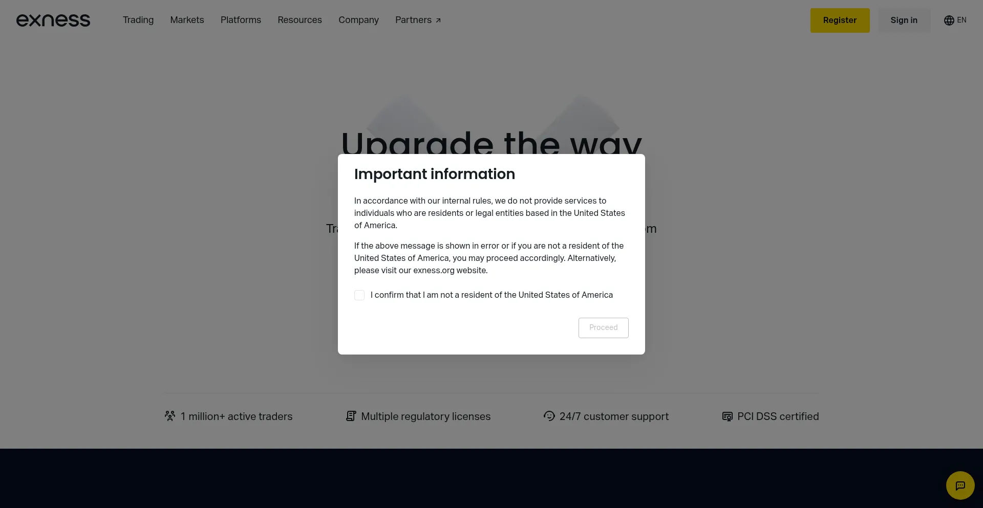 Website screenshot of One.exnesstrack.org