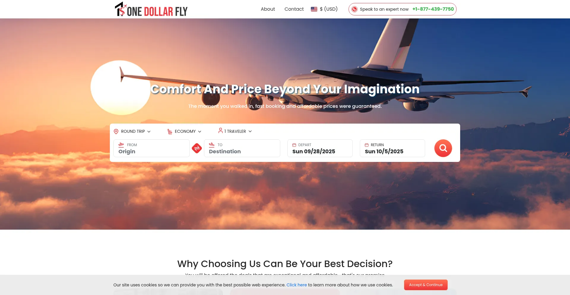 Onedollarfly.com Screenshot